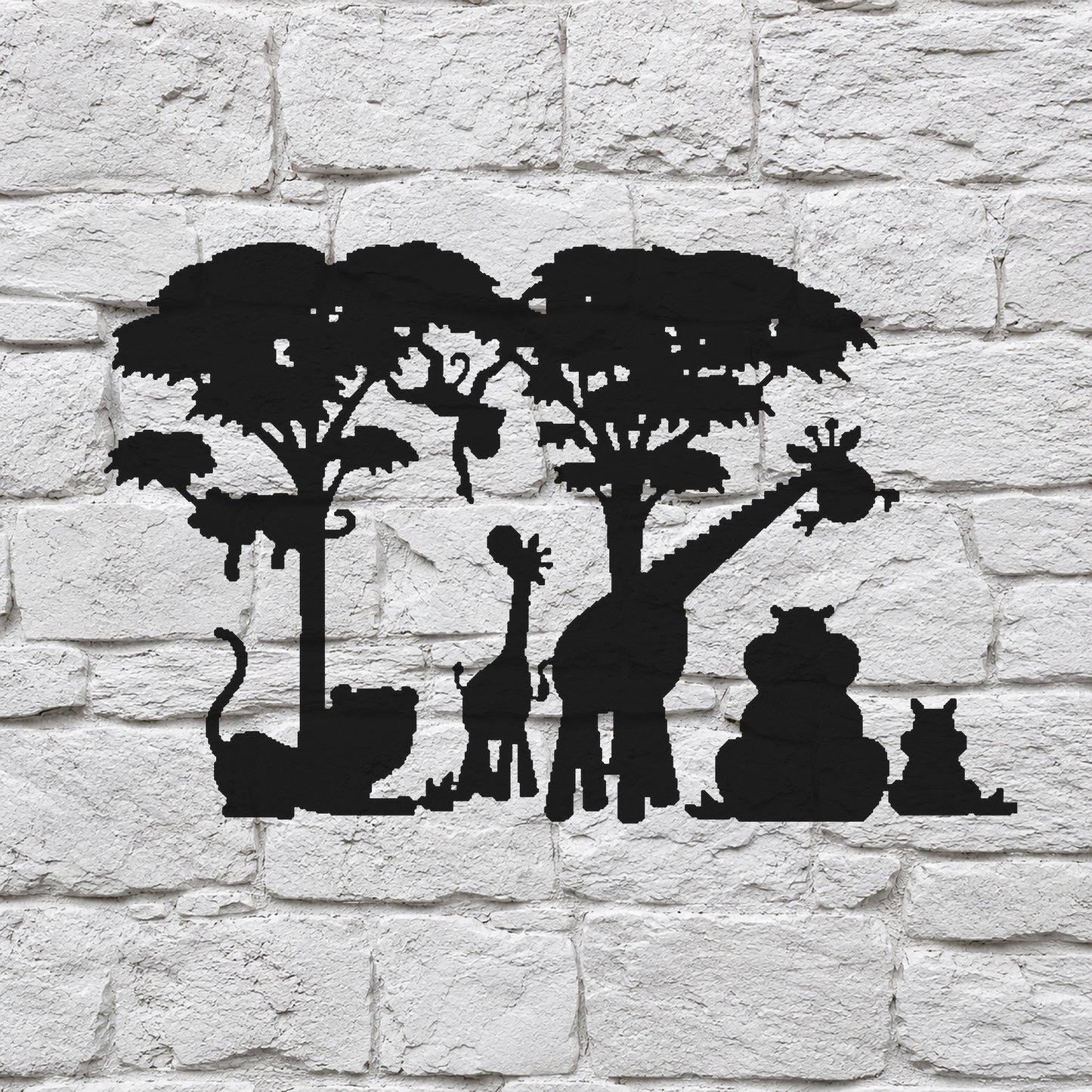 Wildlife Scene Stencil with Giraffe and Lion for Art, Home Decor, and DIY Crafts Template