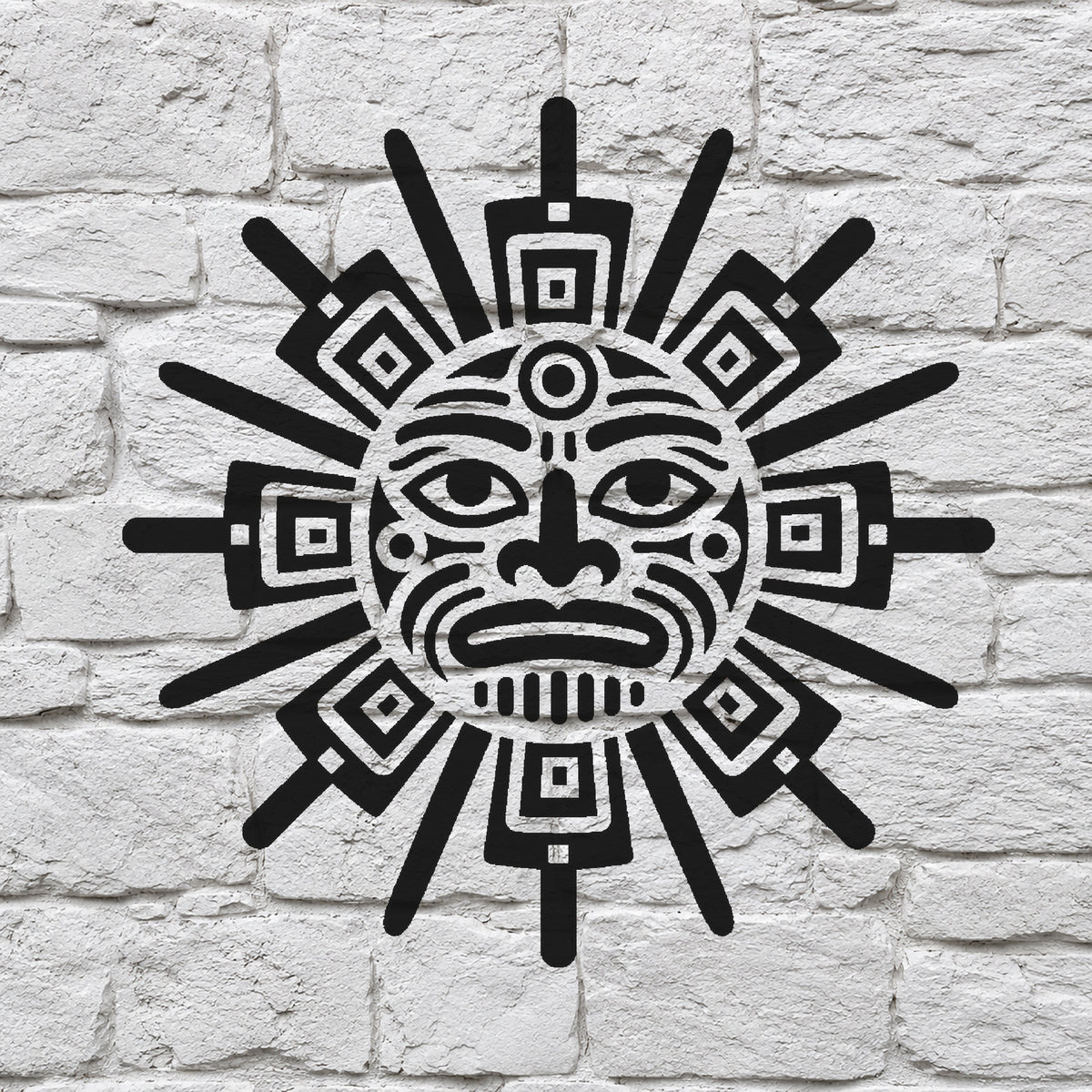 Aztec Sun Deity Radial Geometric Emblem Reusable Mylar Stencil Template
