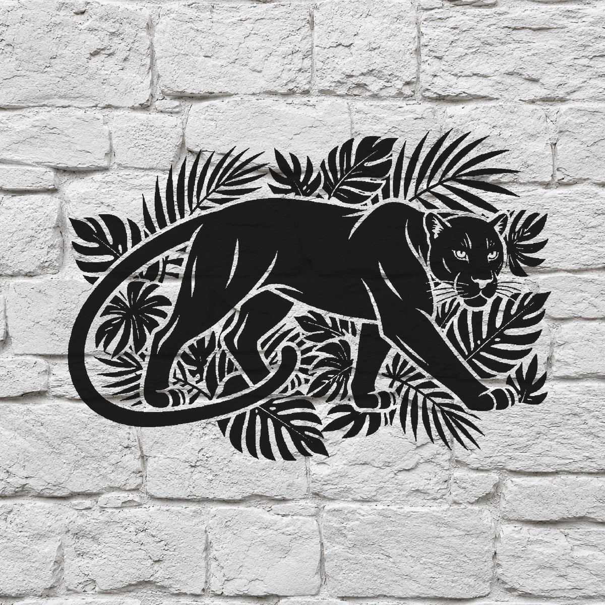 Black Panther Stencil - Jungle Leaves Design for Art, Home Decor & DIY Crafts Template