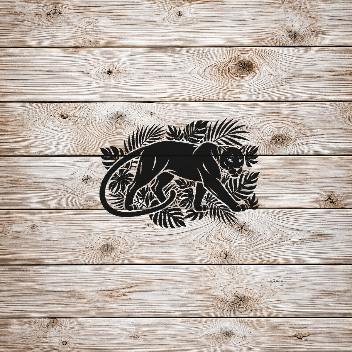 Black Panther Stencil - Jungle Leaves Design for Art, Home Decor & DIY Crafts Template