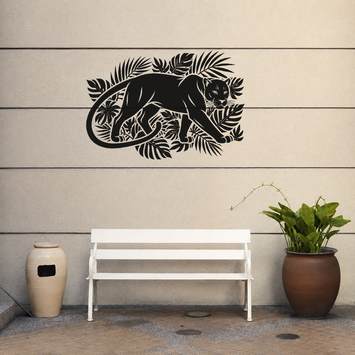 Black Panther Stencil - Jungle Leaves Design for Art, Home Decor & DIY Crafts Template