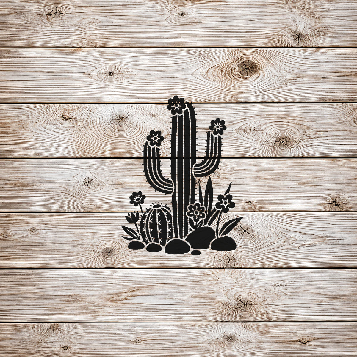 Cactus Garden Stencil for DIY Crafts and Home Decor - Unique Gift Idea Template