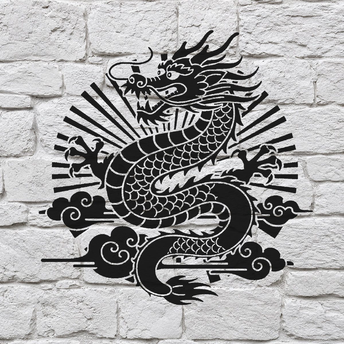 Chinese Dragon Coiling Through Clouds Reusable Mylar Stencil for Art and DIY Crafts Template
