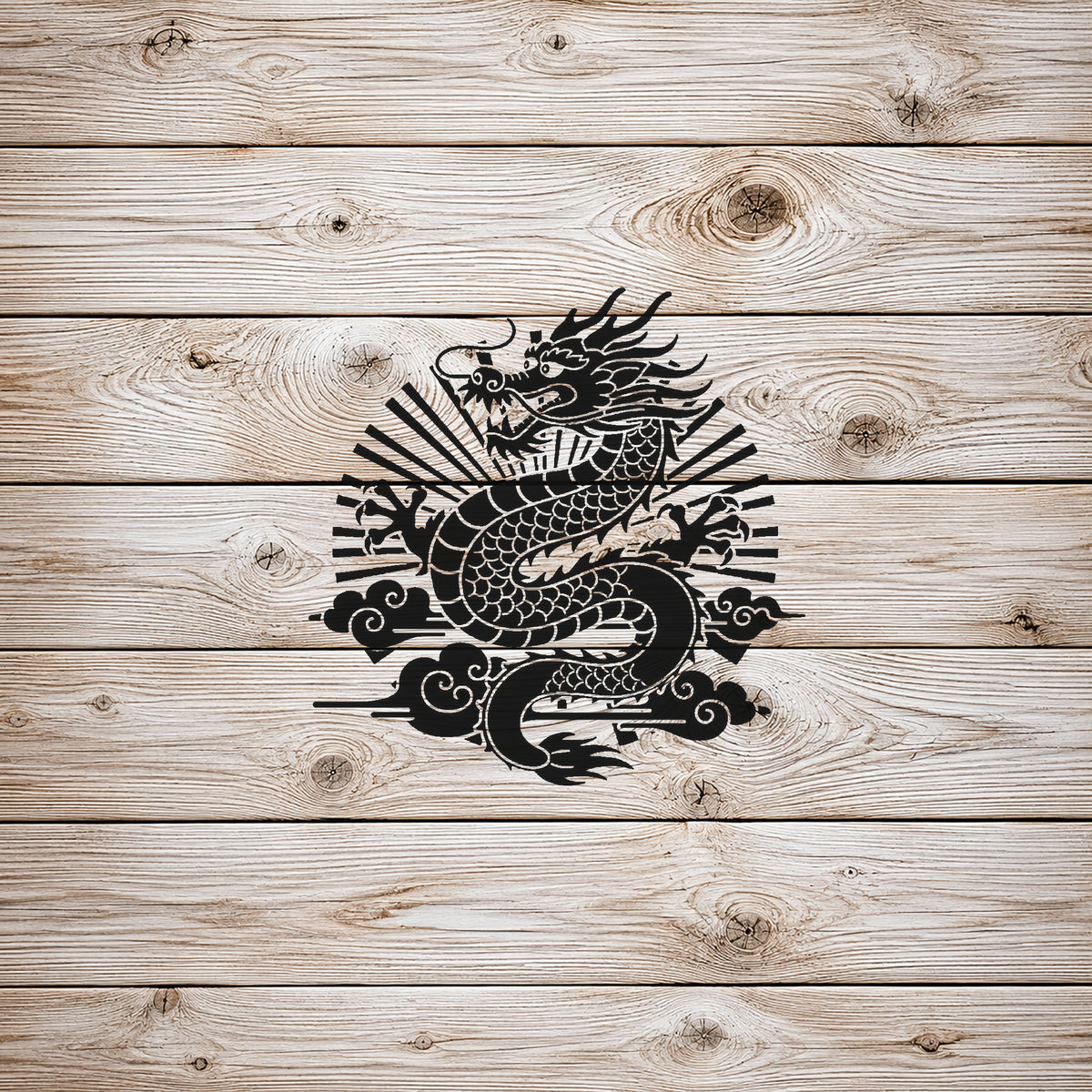 Chinese Dragon Coiling Through Clouds Reusable Mylar Stencil for Art and DIY Crafts Template