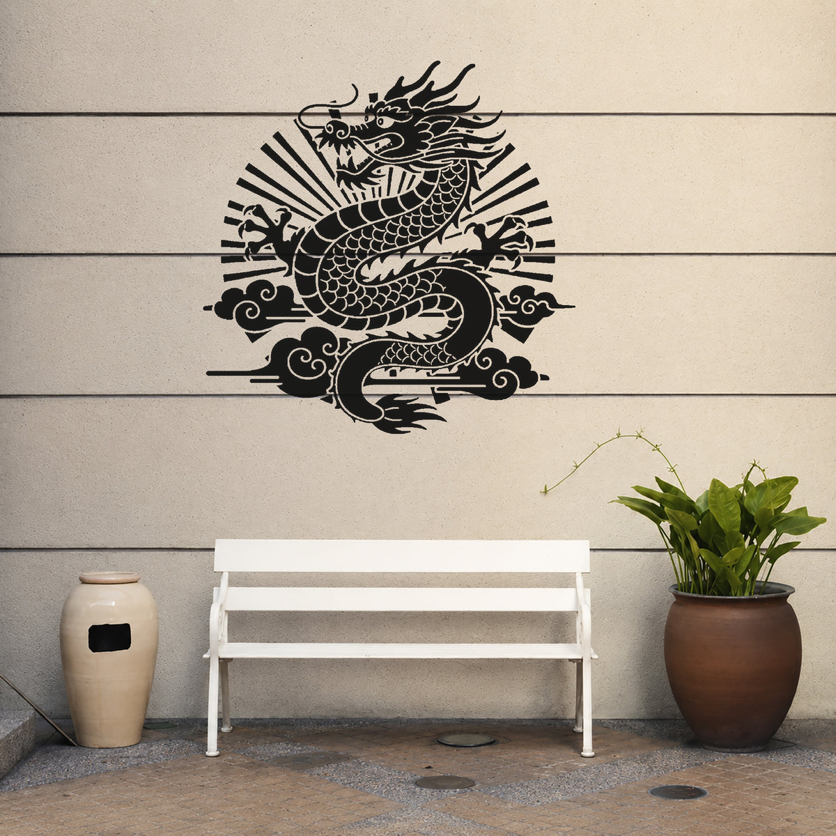 Chinese Dragon Coiling Through Clouds Reusable Mylar Stencil for Art and DIY Crafts Template