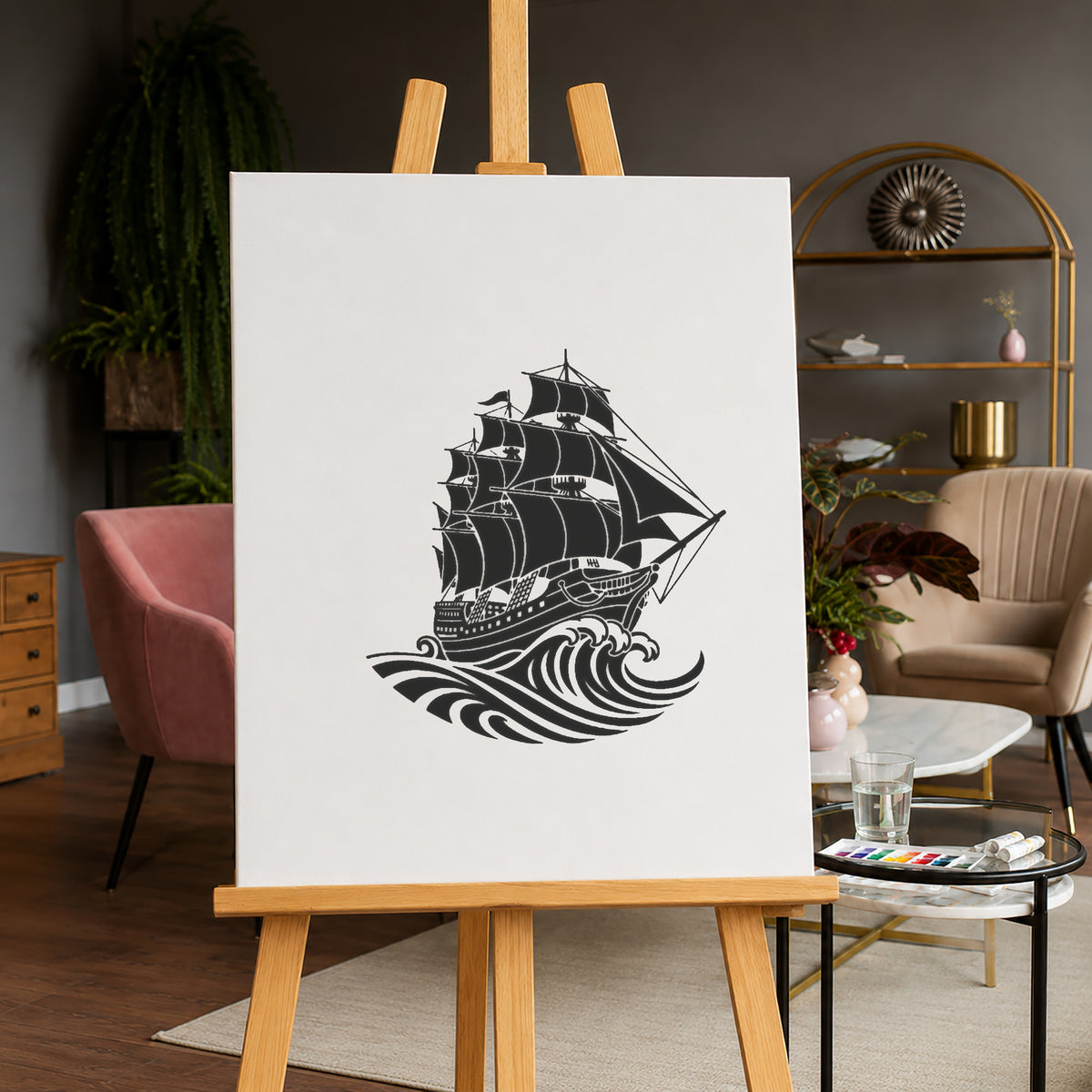 Classic Sailing Ship Stencil for Art, Home Decor, DIY Crafts, Unique Gifts Template