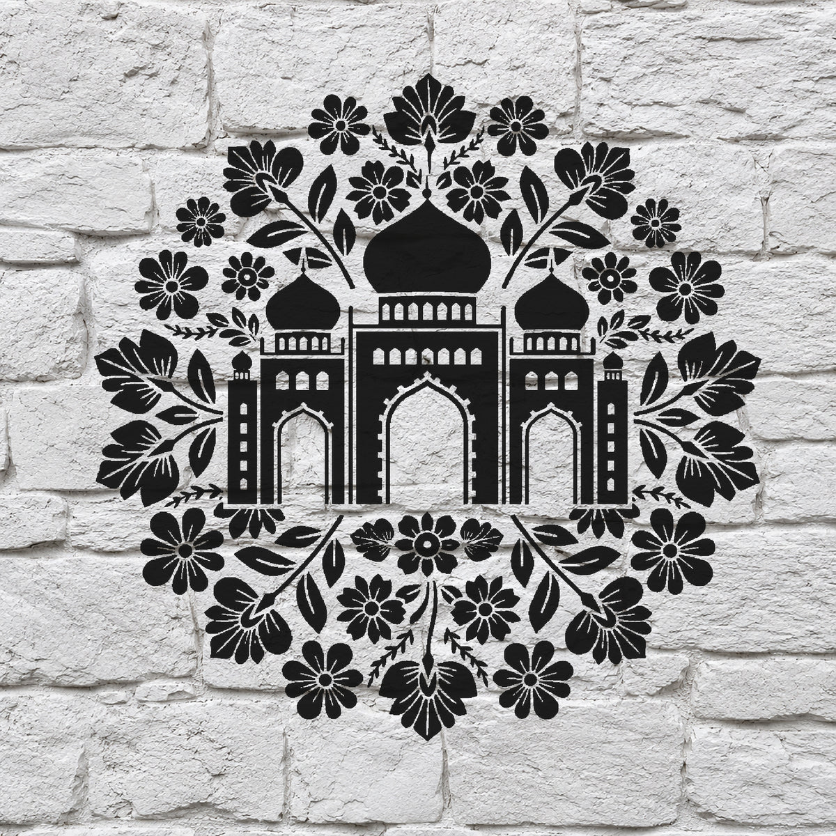Desert Palace Stencil with Domes and Arched Gateways for Art and DIY Crafts Template