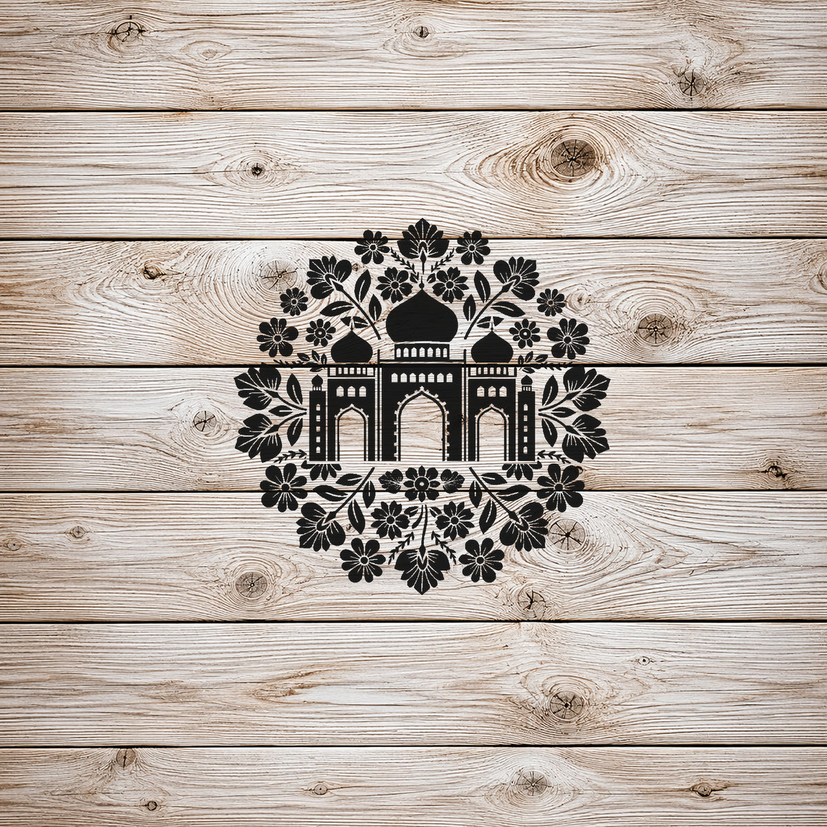 Desert Palace Stencil with Domes and Arched Gateways for Art and DIY Crafts Template