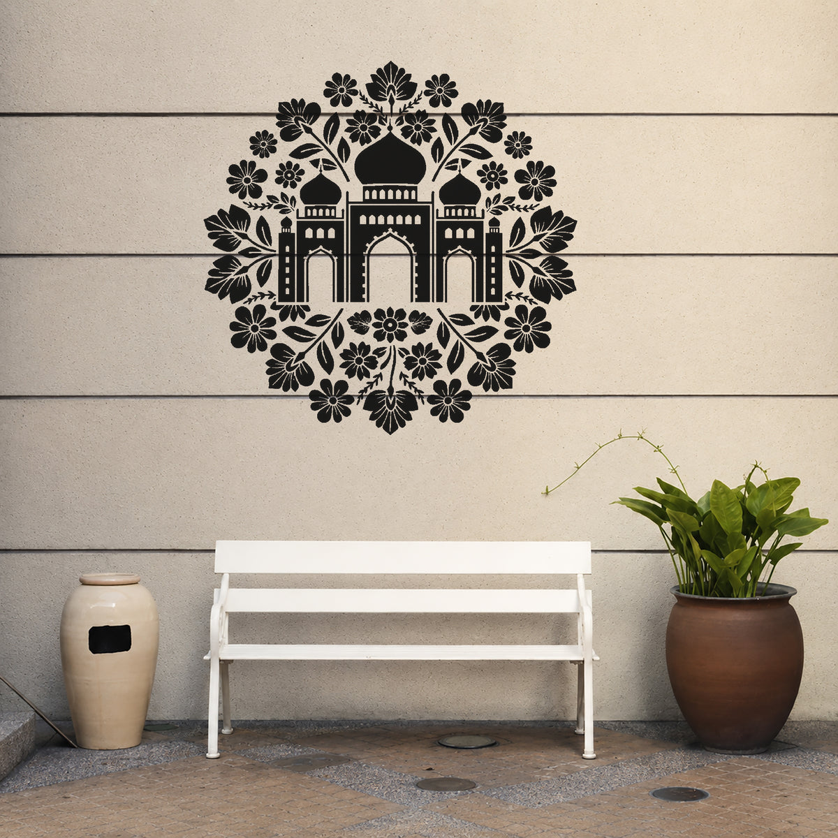 Desert Palace Stencil with Domes and Arched Gateways for Art and DIY Crafts Template