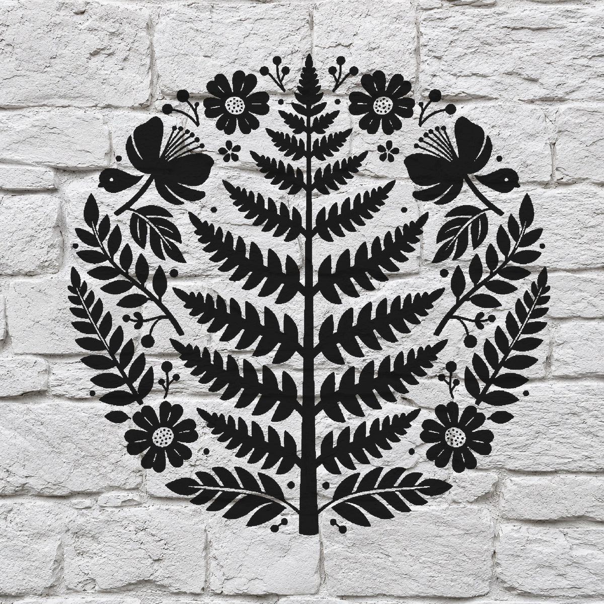 Fern Fronds Circular Composition Reusable Mylar Stencil for Art and DIY Crafts Template