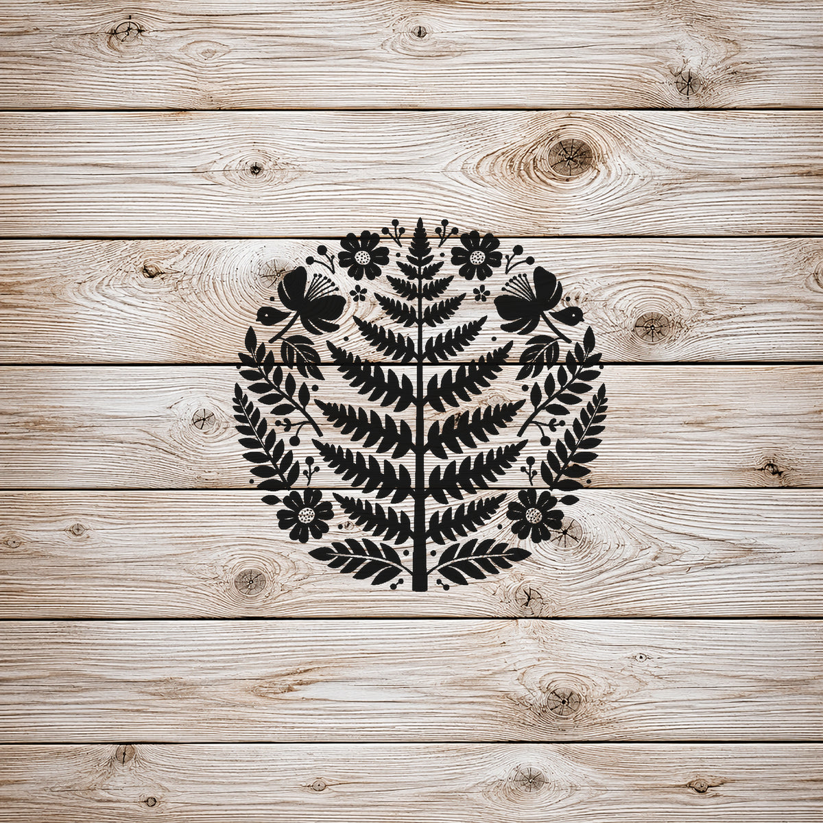 Fern Fronds Circular Composition Reusable Mylar Stencil for Art and DIY Crafts Template