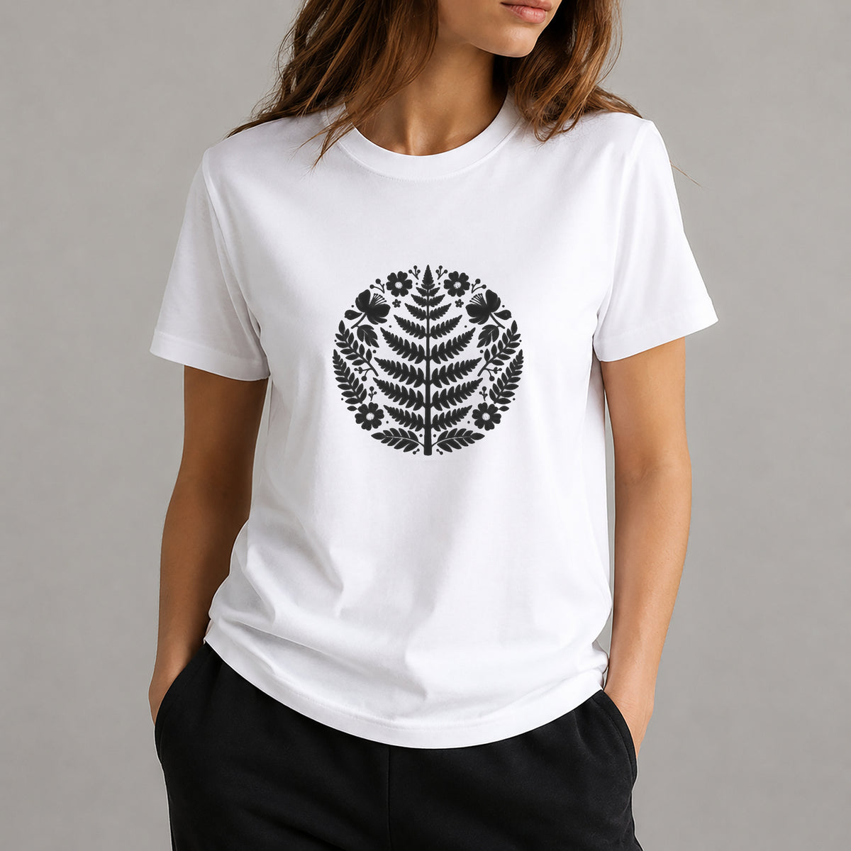 Fern Fronds Circular Composition Reusable Mylar Stencil for Art and DIY Crafts Template