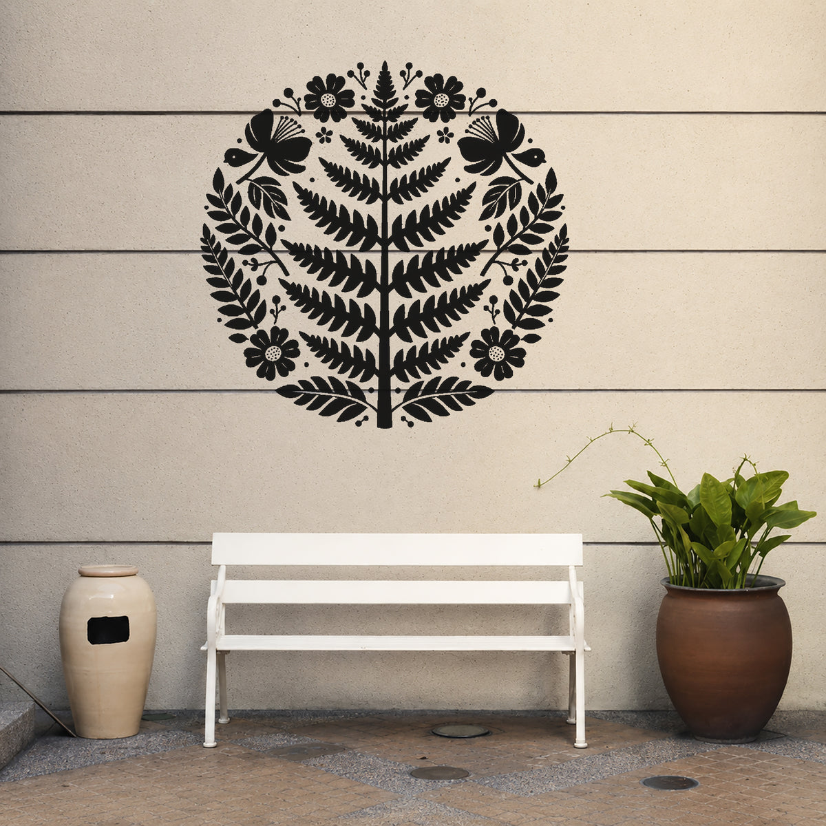 Fern Fronds Circular Composition Reusable Mylar Stencil for Art and DIY Crafts Template