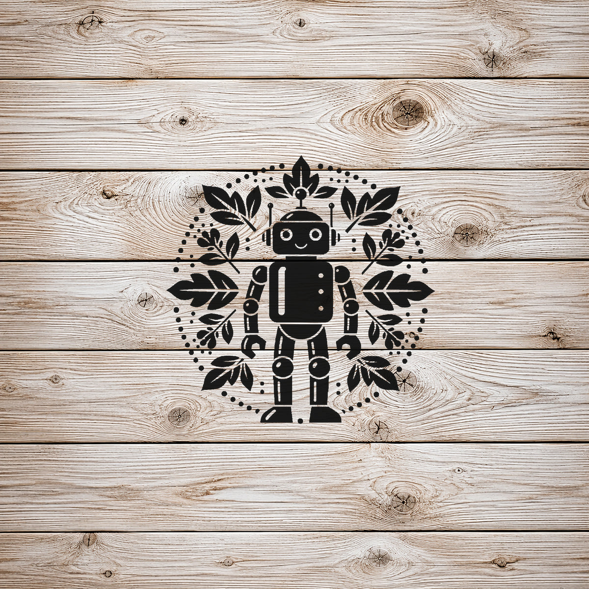 Friendly Retro-Futuristic Robot Reusable Mylar Stencil for Art and DIY Crafts Template