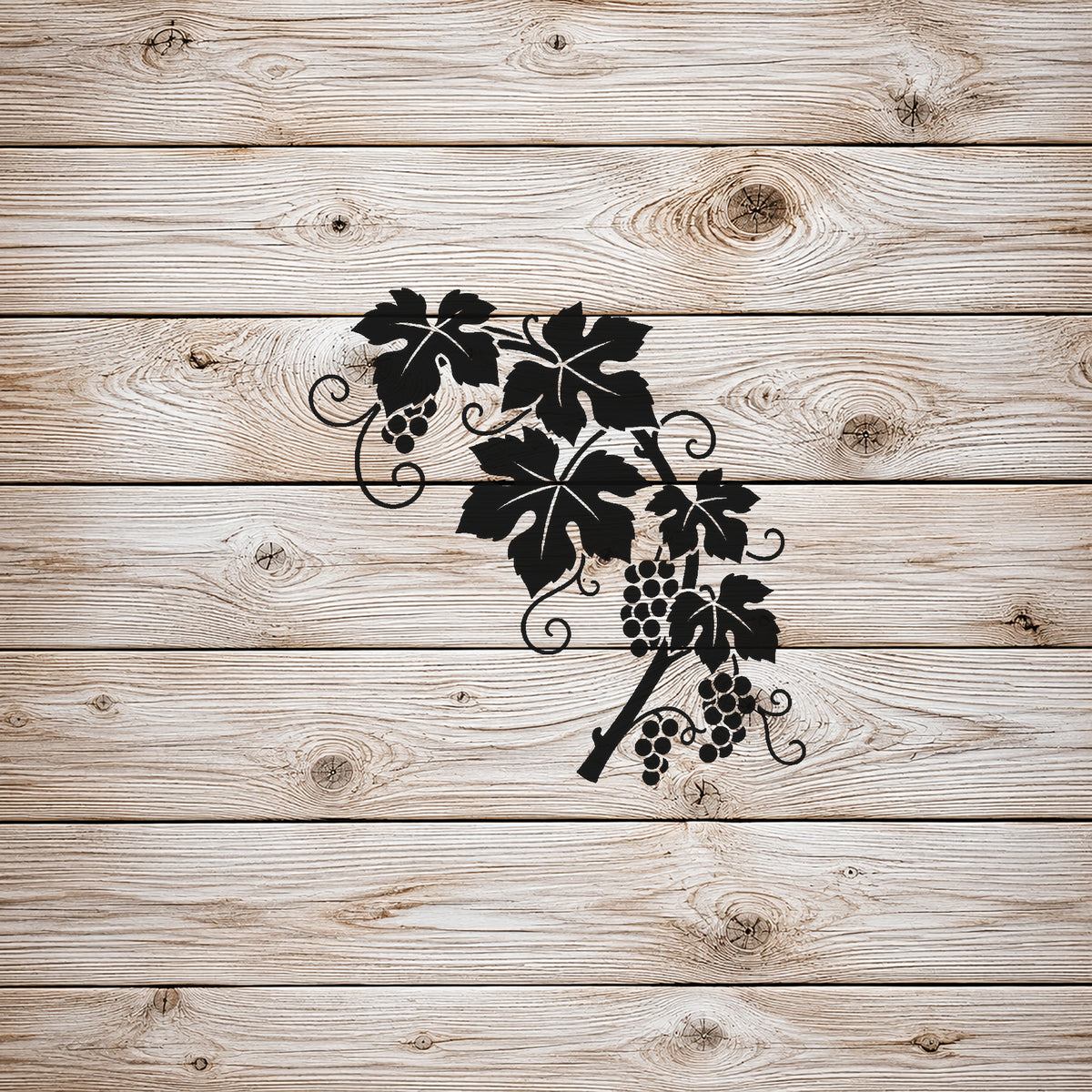 Grapevine Stencil with Curling Tendrils and Fruit Clusters for Art and DIY Crafts Template