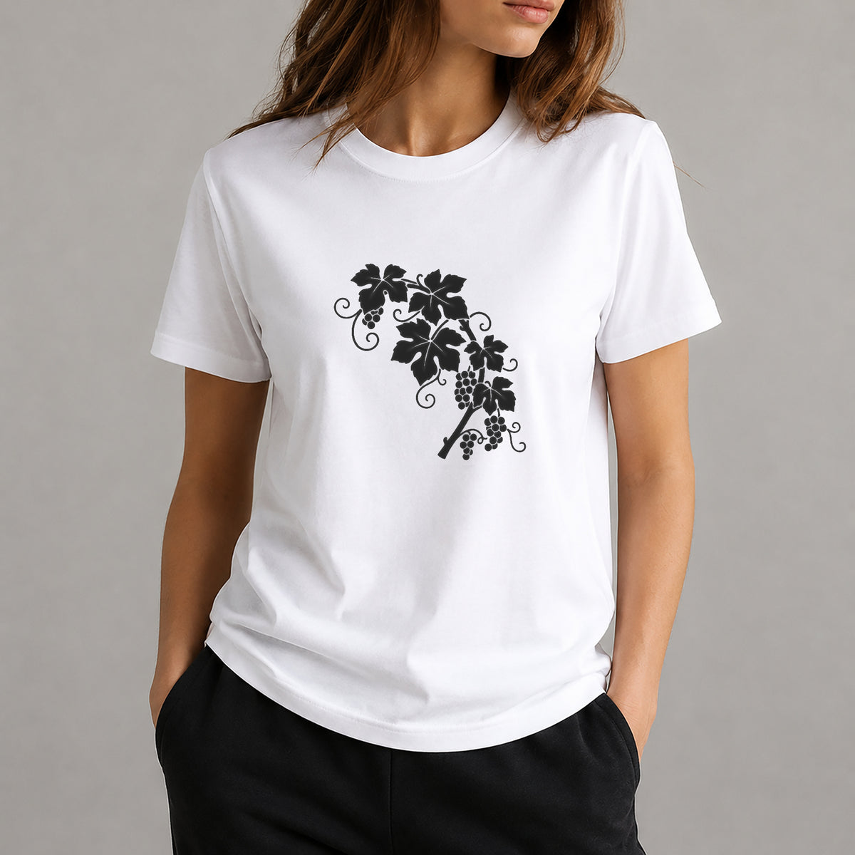 Grapevine Stencil with Curling Tendrils and Fruit Clusters for Art and DIY Crafts Template