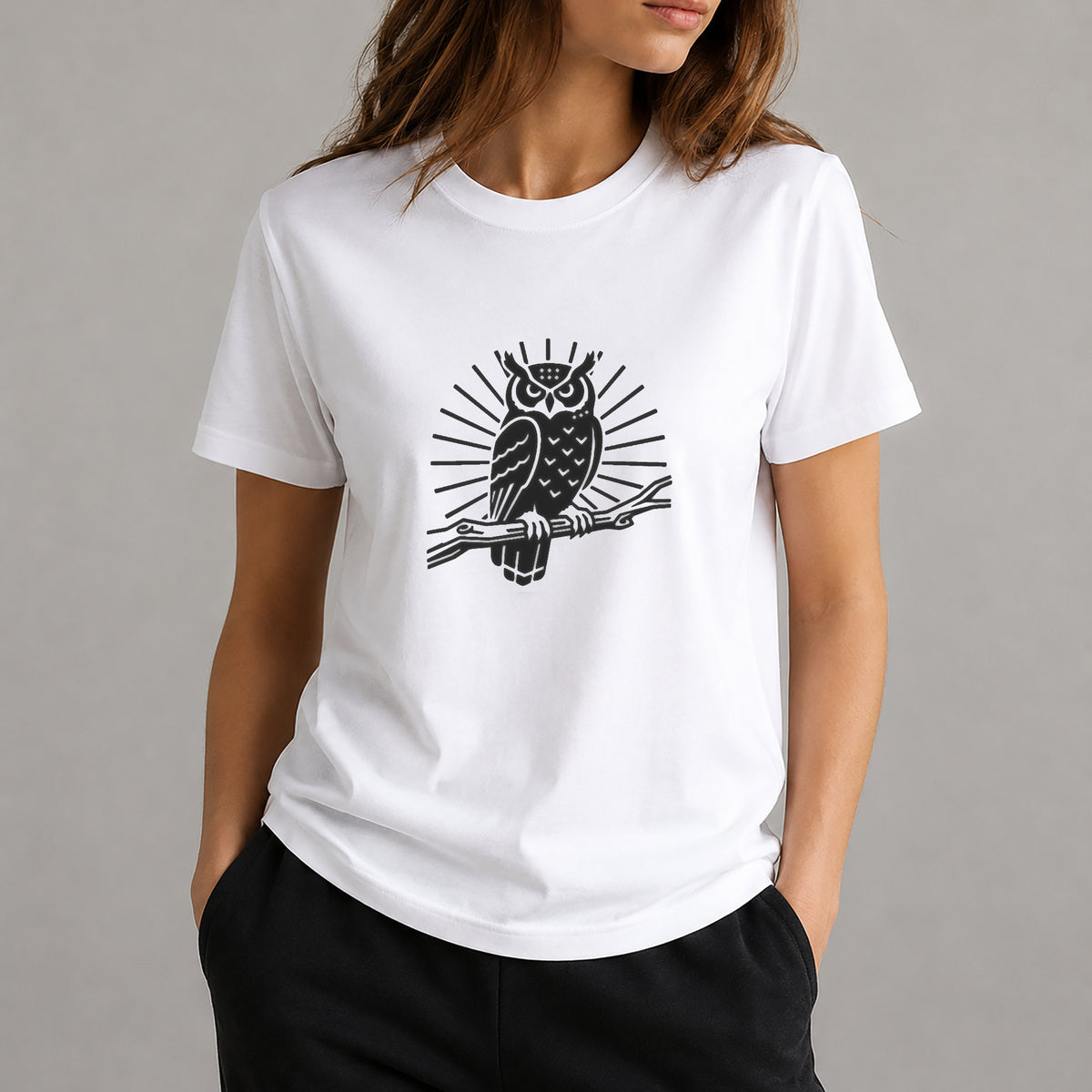 Great Horned Owl Perched on Branch Stencil for Art, Home Decor, DIY Crafts, Unique Gifts Template