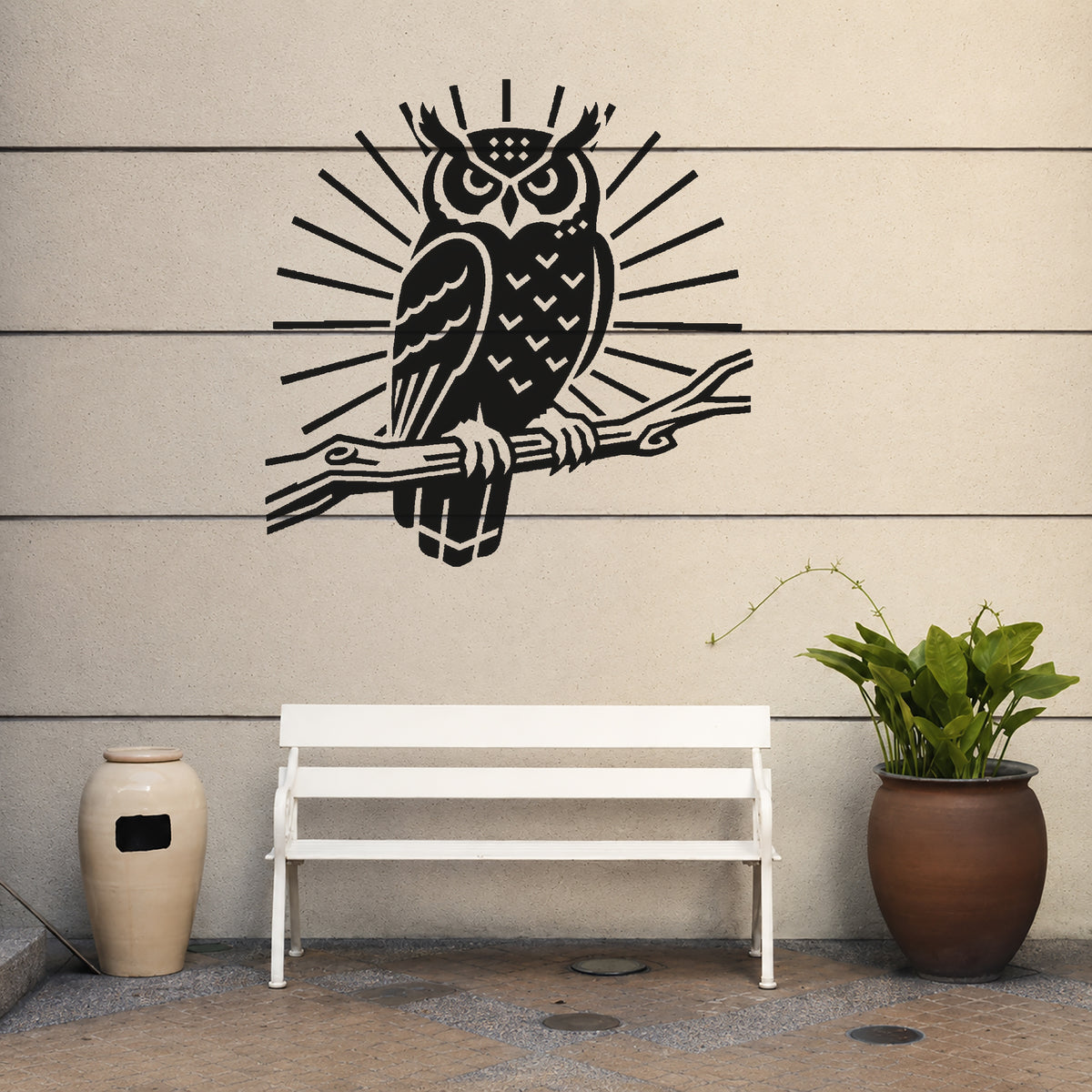 Great Horned Owl Perched on Branch Stencil for Art, Home Decor, DIY Crafts, Unique Gifts Template