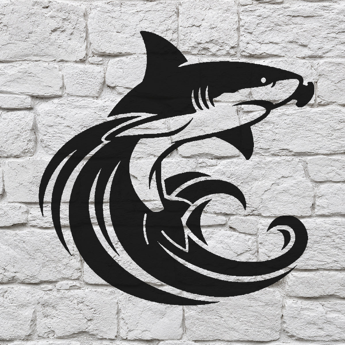 Hammerhead Shark Stencil - Dynamic Ocean Waves Design for Art and DIY Crafts Template