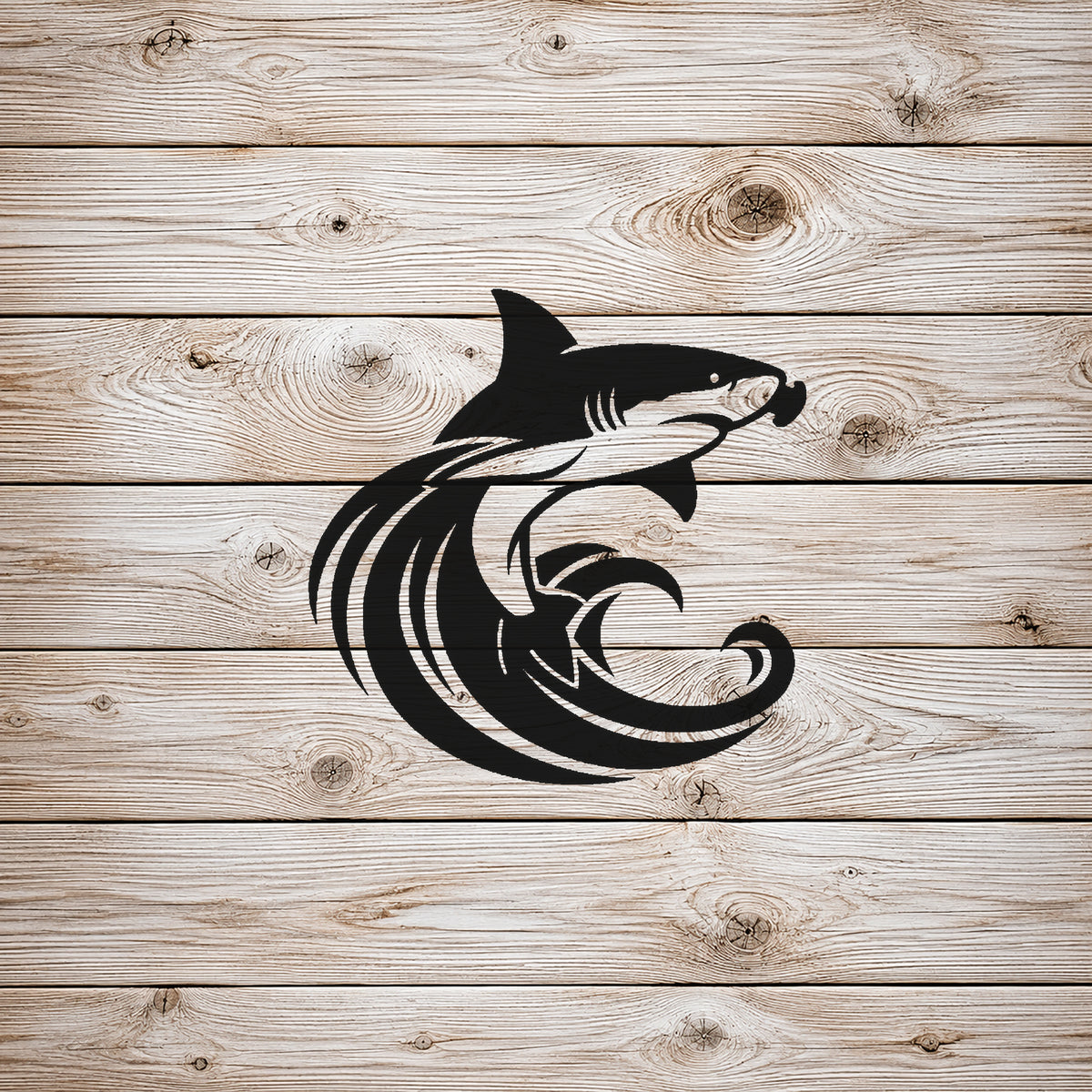 Hammerhead Shark Stencil - Dynamic Ocean Waves Design for Art and DIY Crafts Template