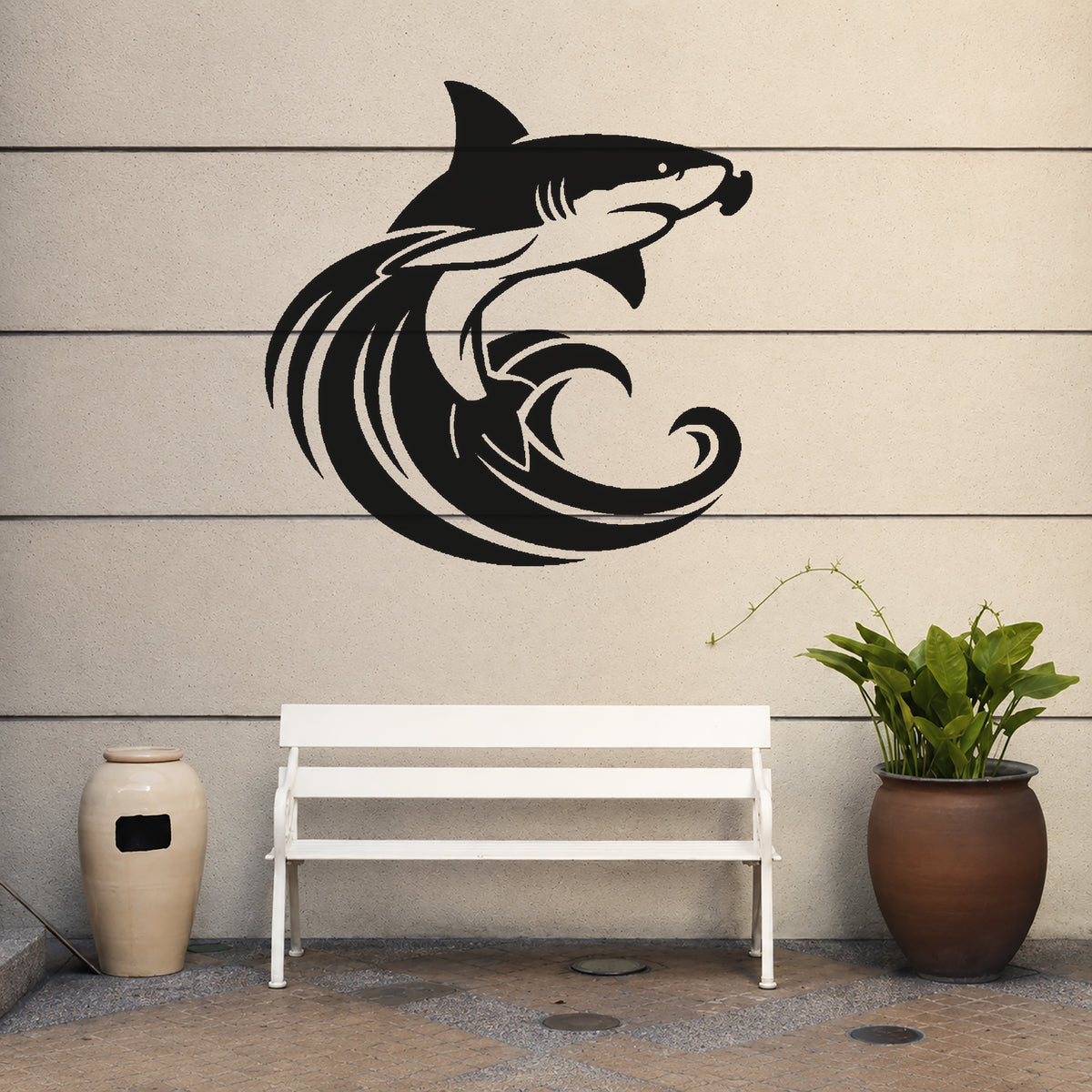 Hammerhead Shark Stencil - Dynamic Ocean Waves Design for Art and DIY Crafts Template