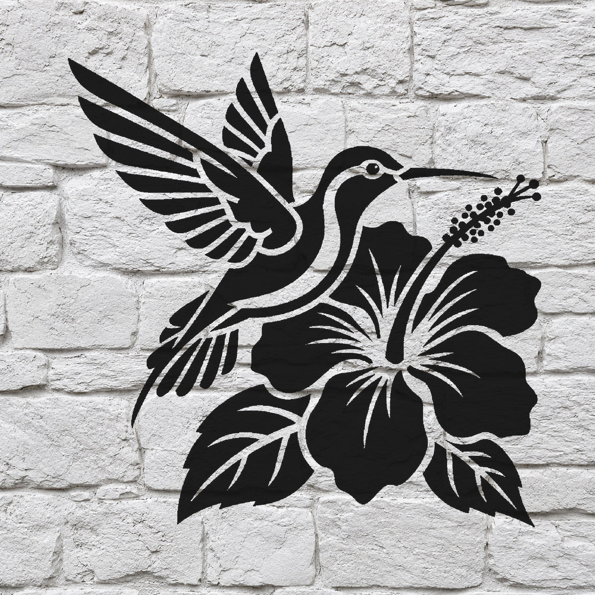 Hummingbird and Hibiscus Flower Reusable Stencil for Art and DIY Crafts Template