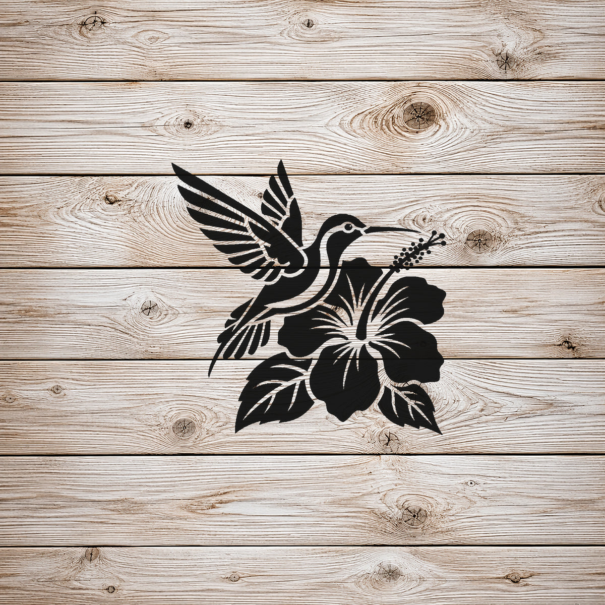 Hummingbird and Hibiscus Flower Reusable Stencil for Art and DIY Crafts Template