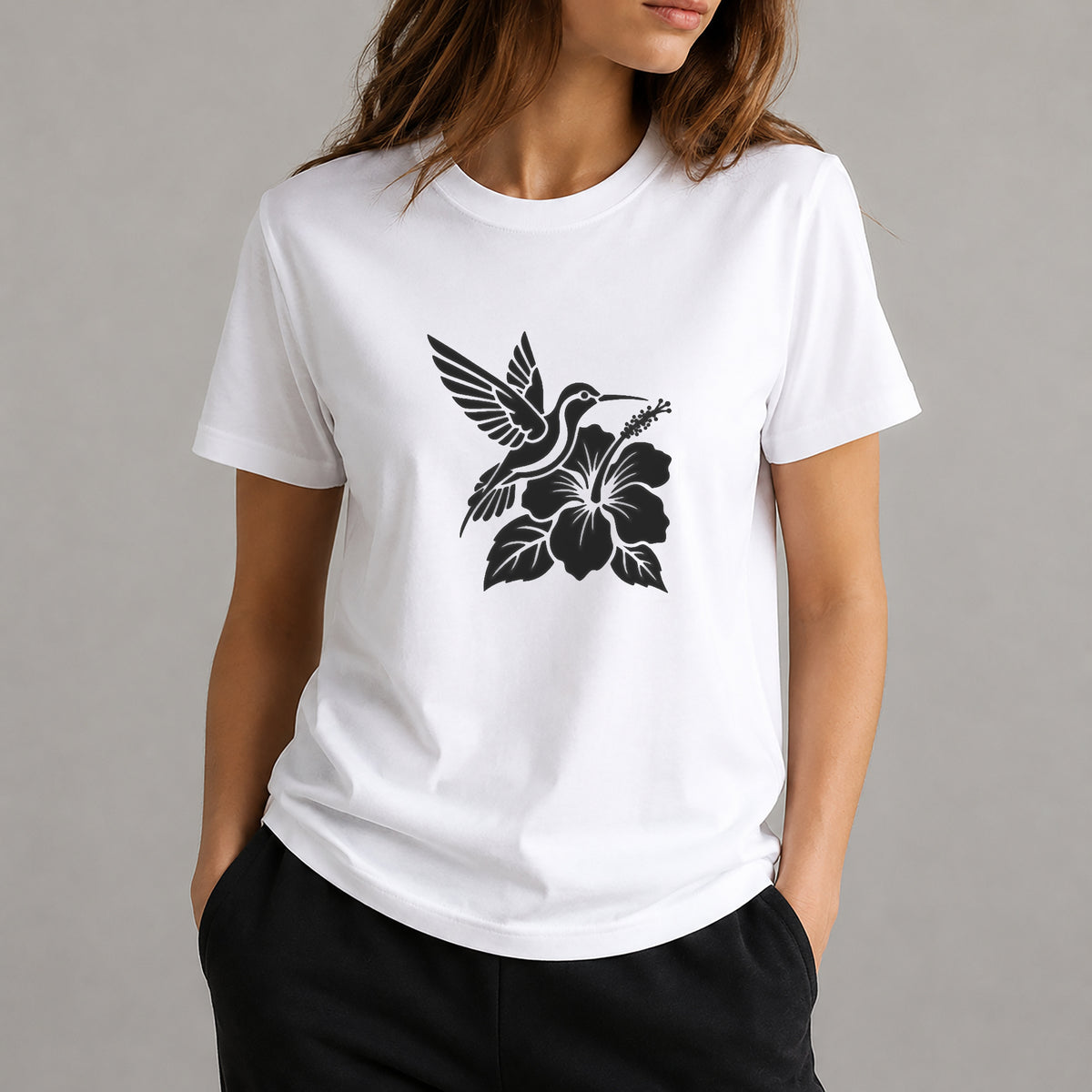 Hummingbird and Hibiscus Flower Reusable Stencil for Art and DIY Crafts Template