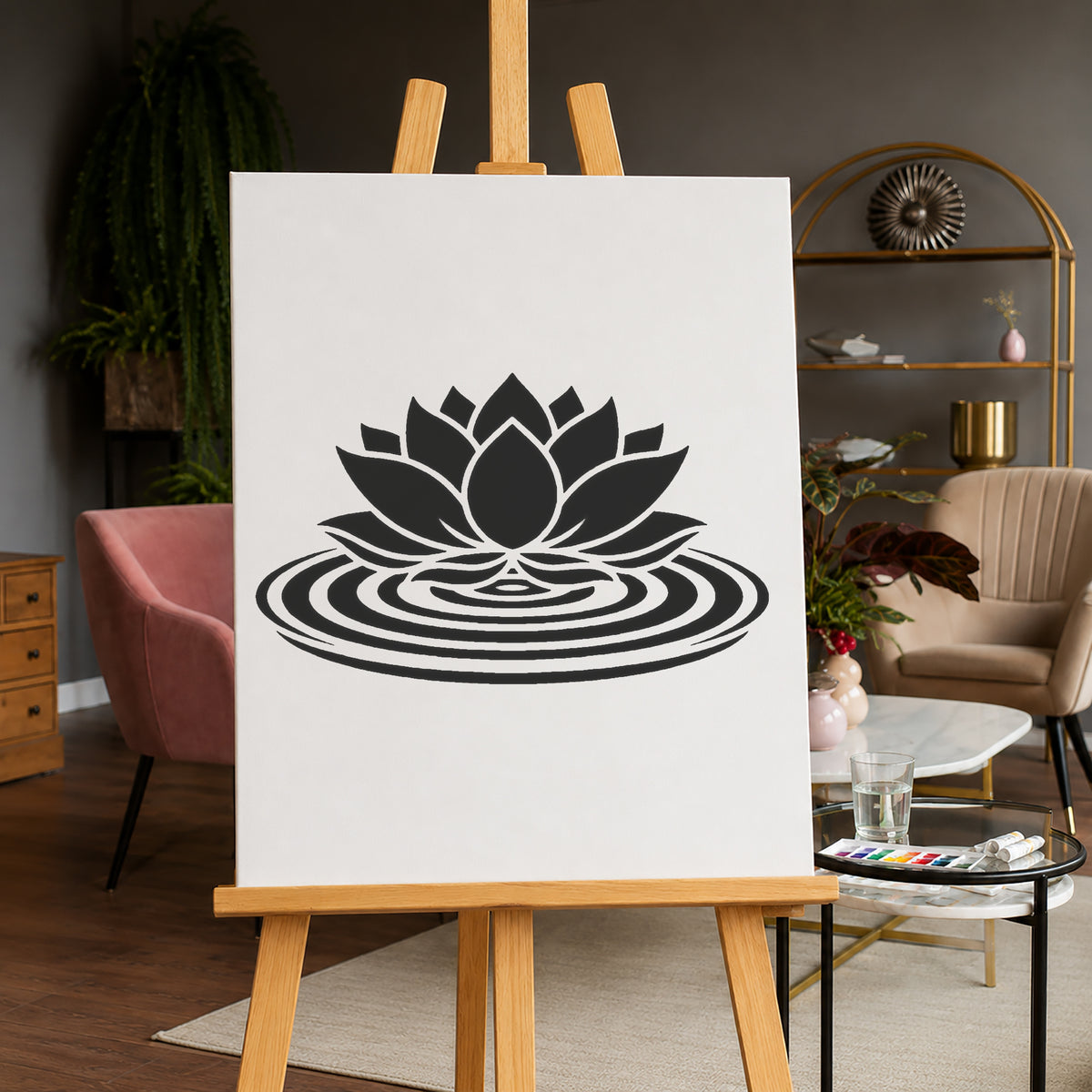 Lotus Blossom Stencil for Art, Home Decor, DIY Crafts, Unique Gifts Template