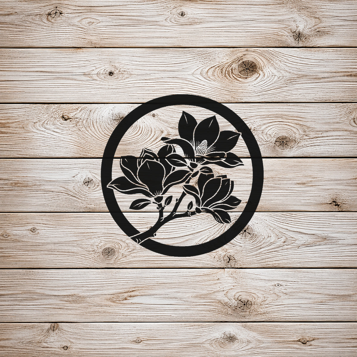 Magnolia Branch Stencil with Three Open Flowers for Art and DIY Home Decor Template