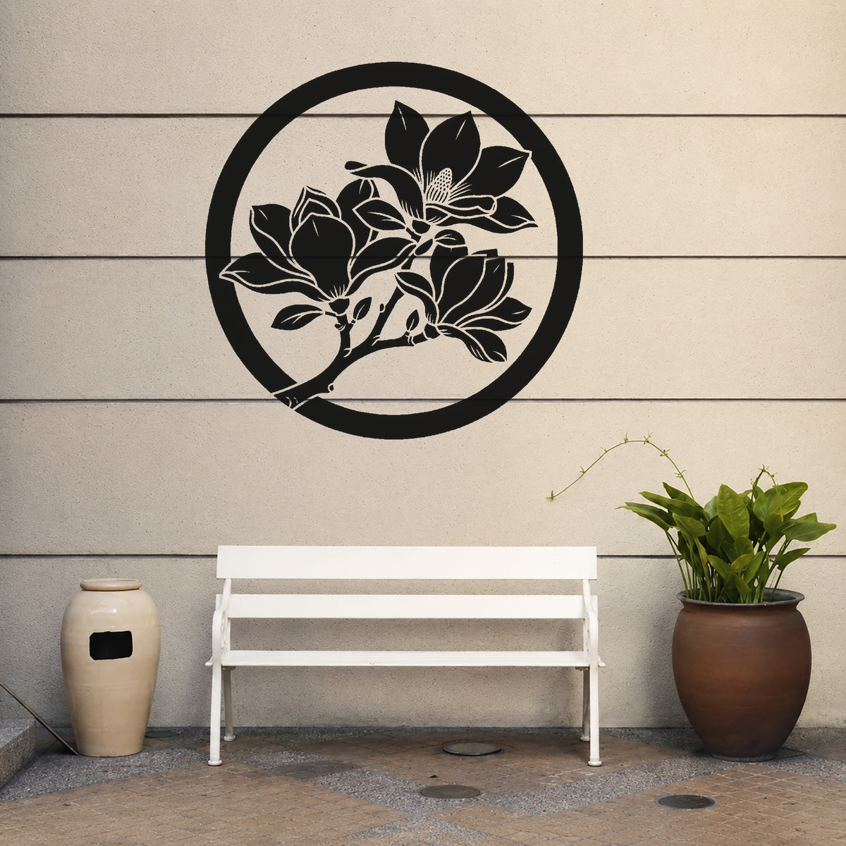 Magnolia Branch Stencil with Three Open Flowers for Art and DIY Home Decor Template