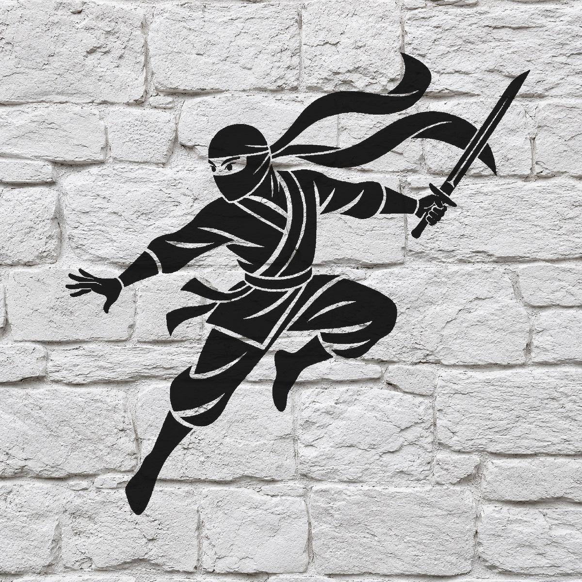Masked Ninja Leaping Stencil for Art, Home Decor, DIY Crafts, Unique Gift Template