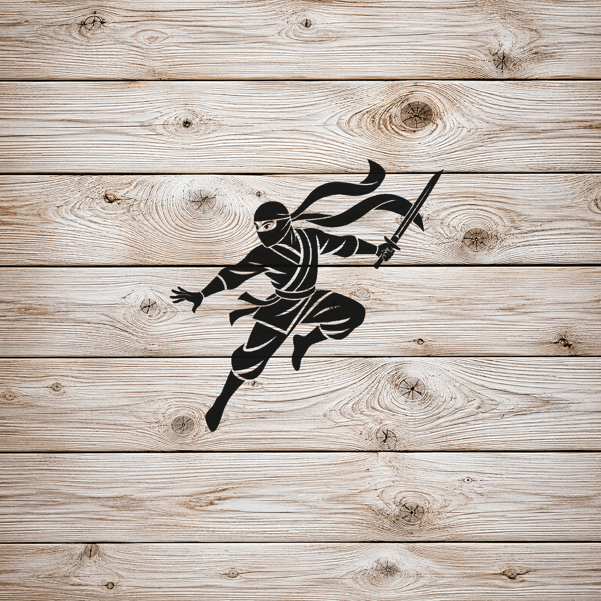 Masked Ninja Leaping Stencil for Art, Home Decor, DIY Crafts, Unique Gift Template