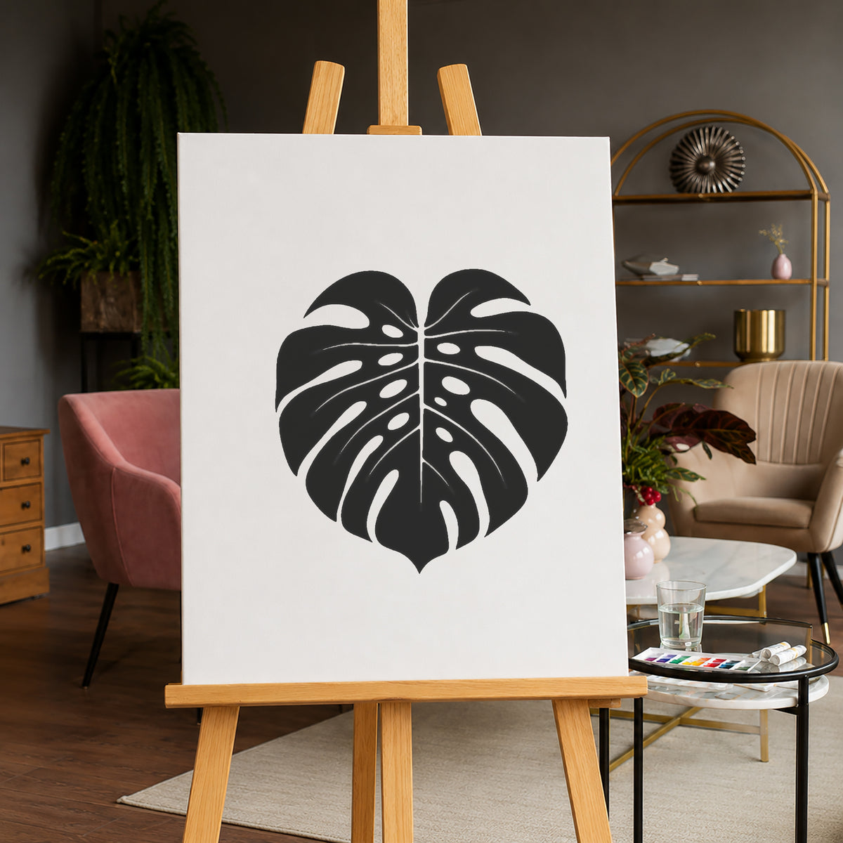 Monstera Leaves Tropical Botanical Reusable Mylar Stencil for Art & Home Decor Template