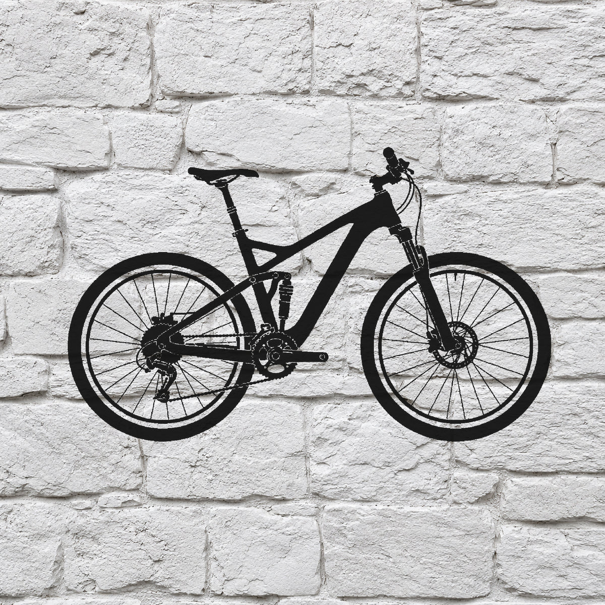 Mountain Bicycle Stencil with Bold Mechanical Details for DIY Crafts and Home Decor Template
