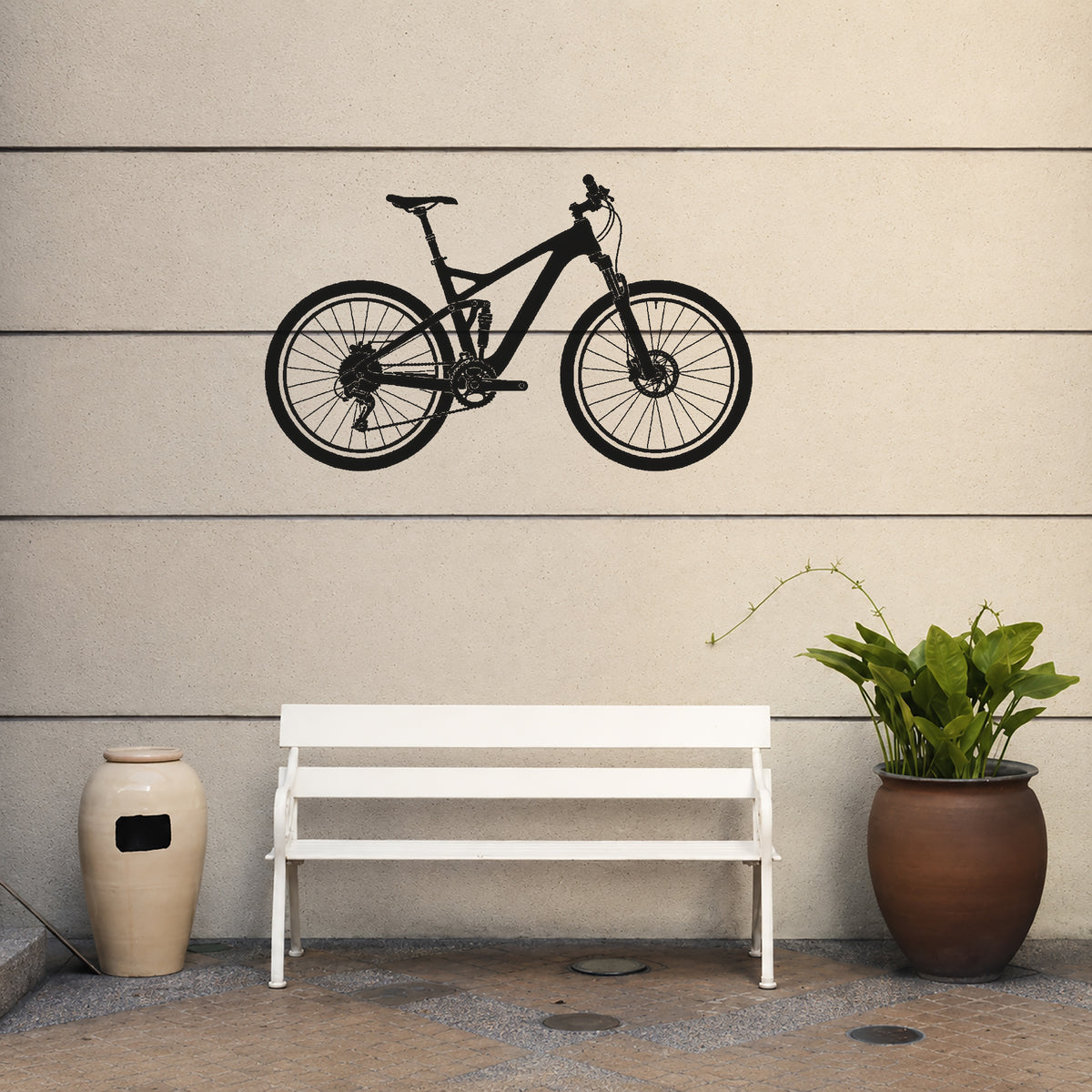 Mountain Bicycle Stencil with Bold Mechanical Details for DIY Crafts and Home Decor Template