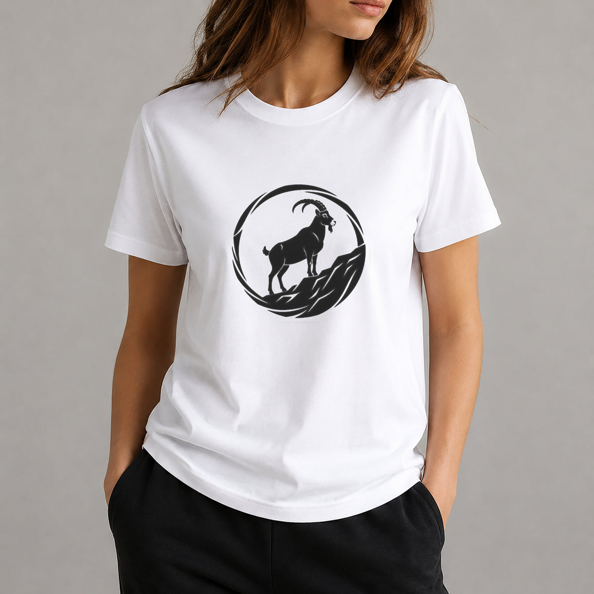 Mountain Goat Standing On A Steep Cliff Circular Mylar Stencil for Art and DIY Crafts Template