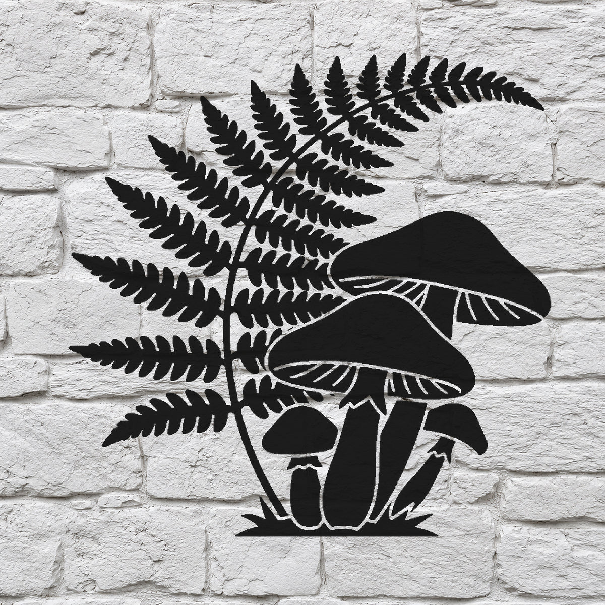 Mushroom Cluster Woodland Ferns Stencil for Art, Home Decor & DIY Crafts Template