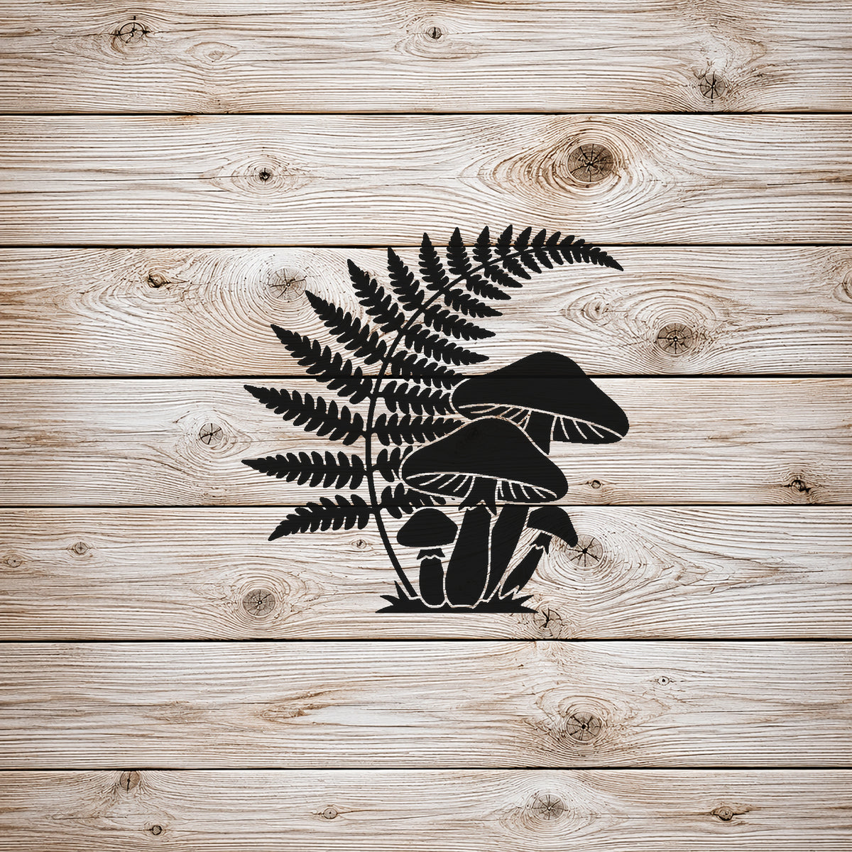 Mushroom Cluster Woodland Ferns Stencil for Art, Home Decor & DIY Crafts Template