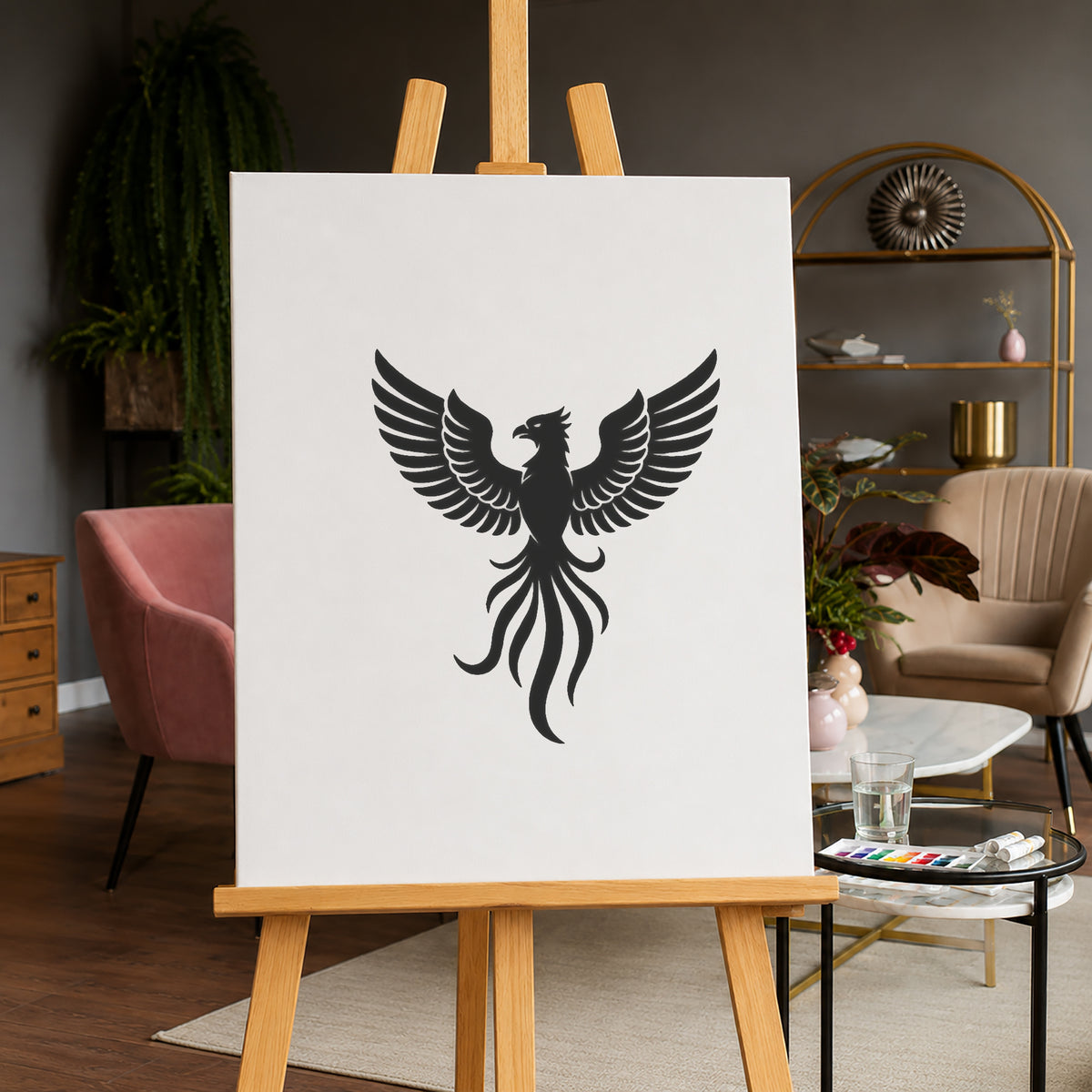 Mythical Phoenix Rising Reusable Stencil for Art & DIY Crafts Template