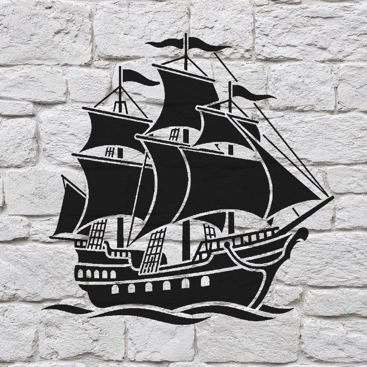 Ornate Pirate Ship Side View Stencil for Art, DIY Crafts, and Home Decor Template
