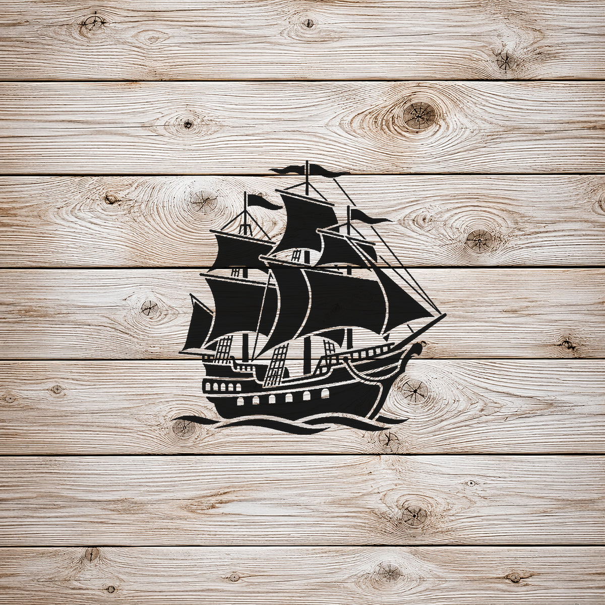 Ornate Pirate Ship Side View Stencil for Art, DIY Crafts, and Home Decor Template