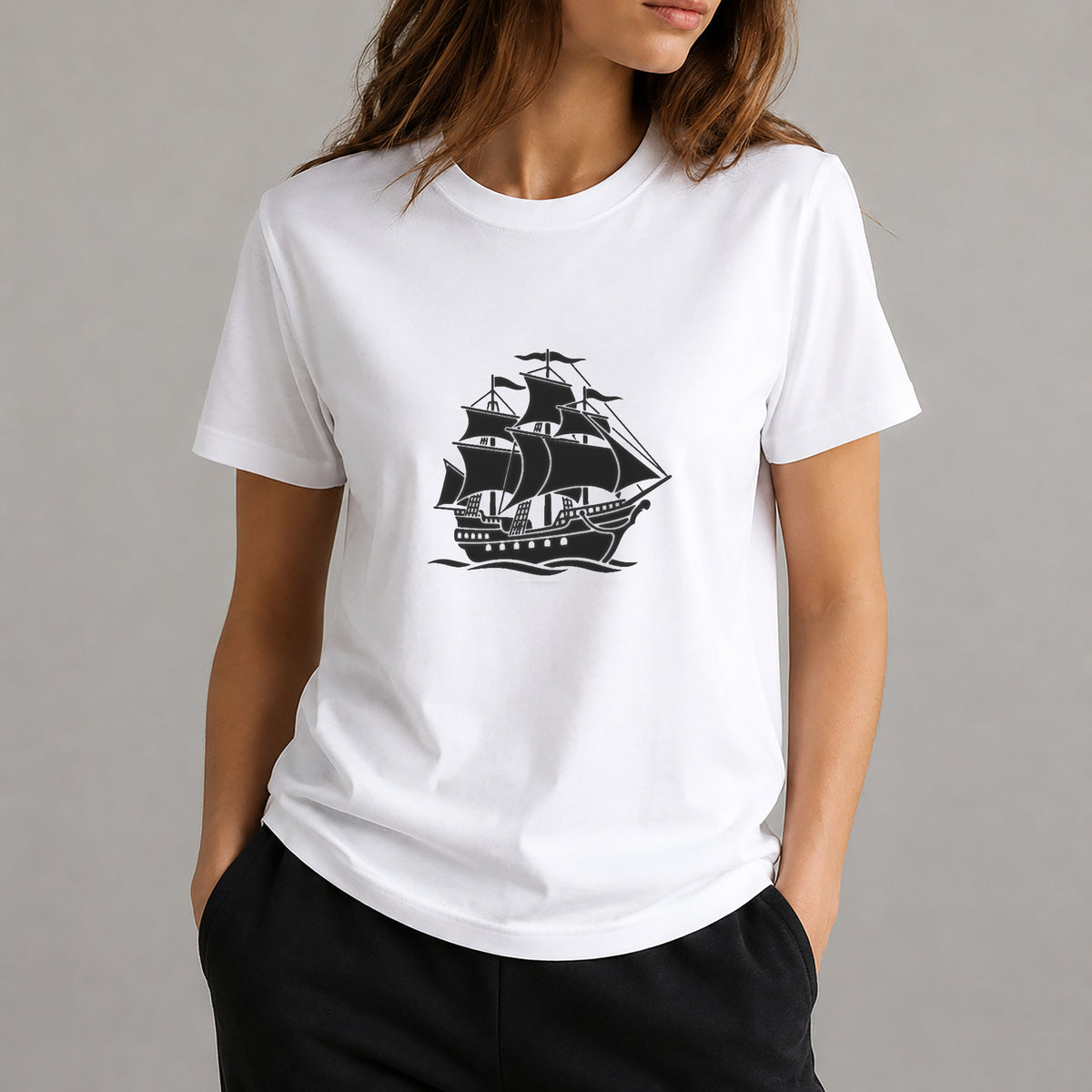 Ornate Pirate Ship Side View Stencil for Art, DIY Crafts, and Home Decor Template