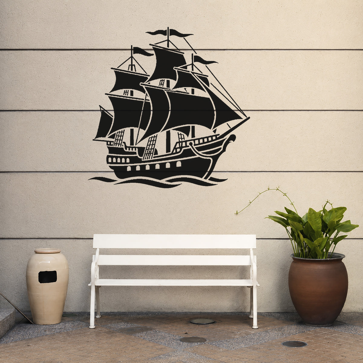 Ornate Pirate Ship Side View Stencil for Art, DIY Crafts, and Home Decor Template