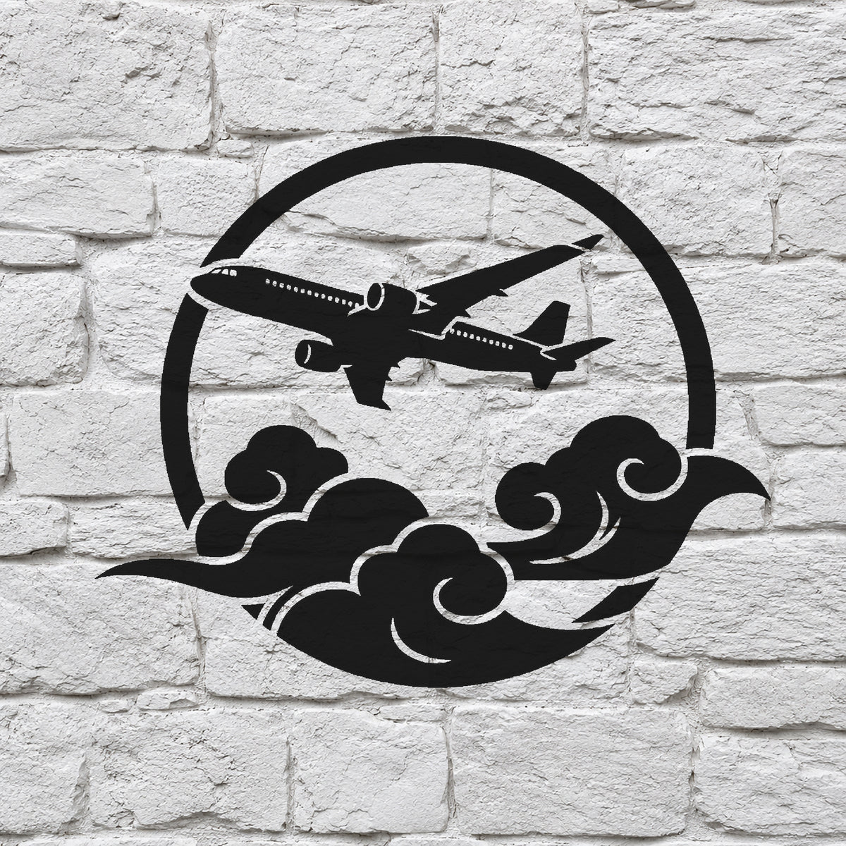 Passenger Airplane Flying Above Clouds Reusable Stencil for Art and Home Decor Template