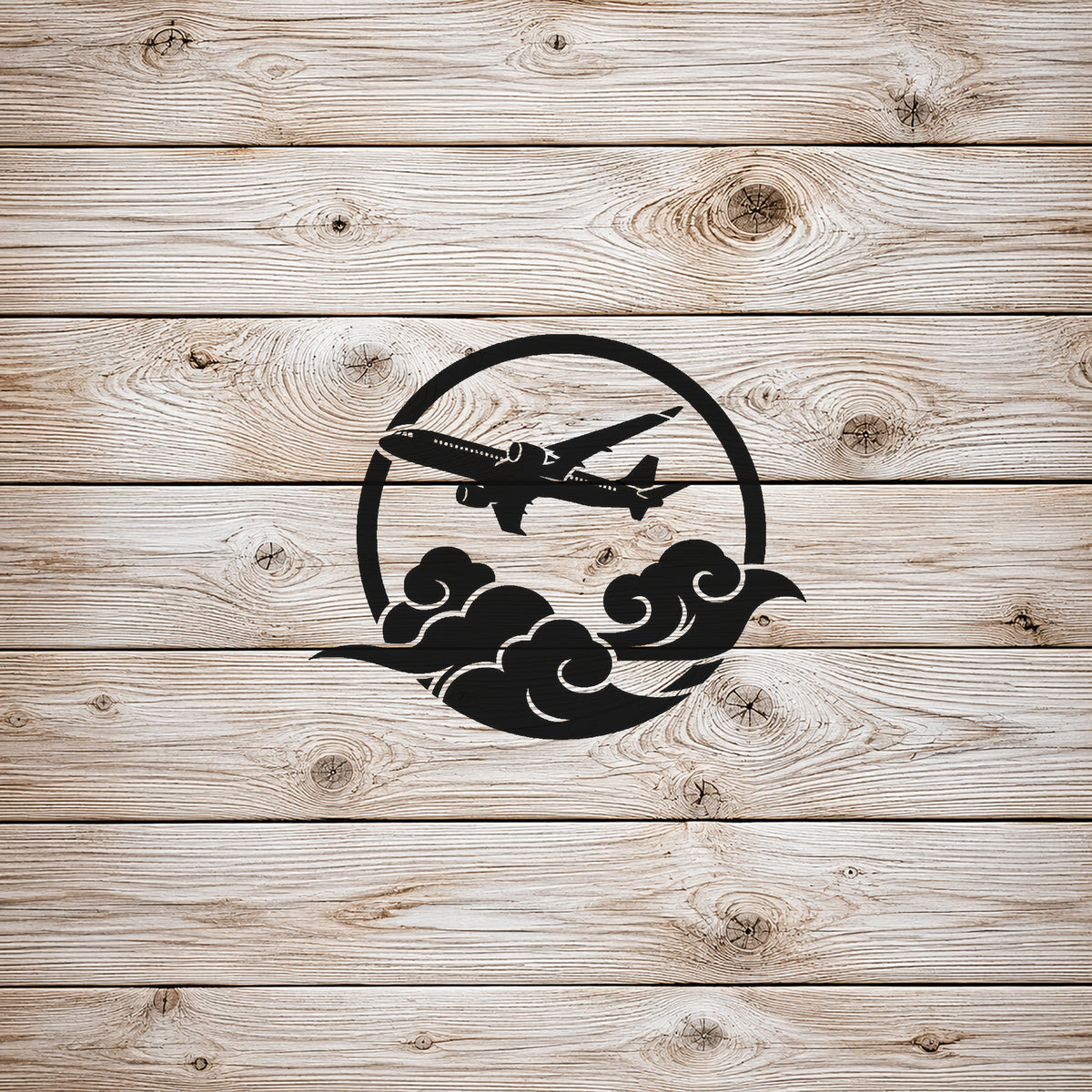 Passenger Airplane Flying Above Clouds Reusable Stencil for Art and Home Decor Template