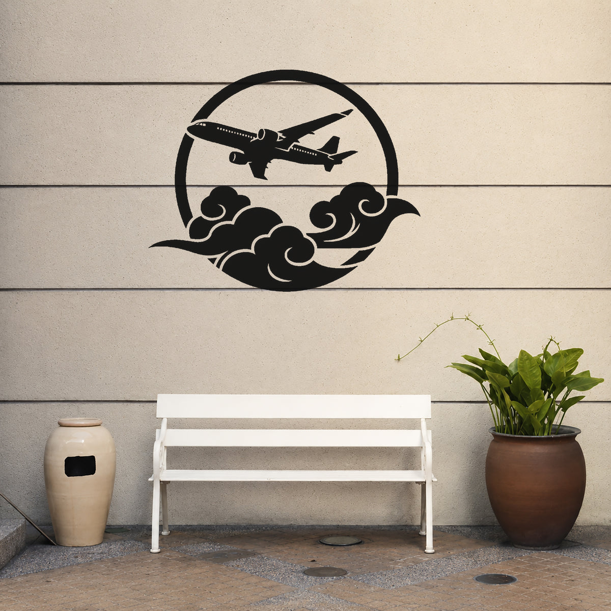 Passenger Airplane Flying Above Clouds Reusable Stencil for Art and Home Decor Template