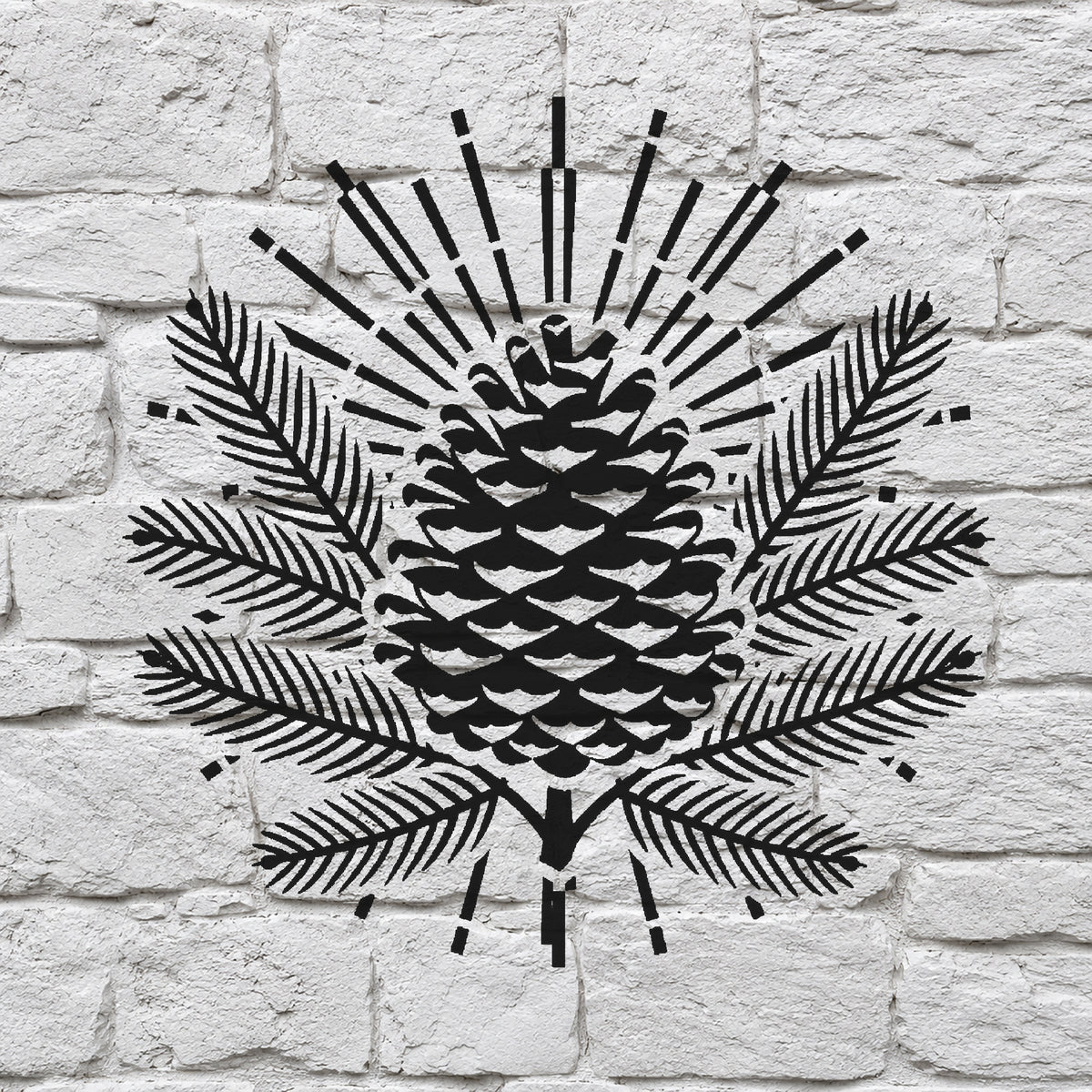 Pine Cone and Evergreen Branches Reusable Mylar Stencil for Art and DIY Crafts Template