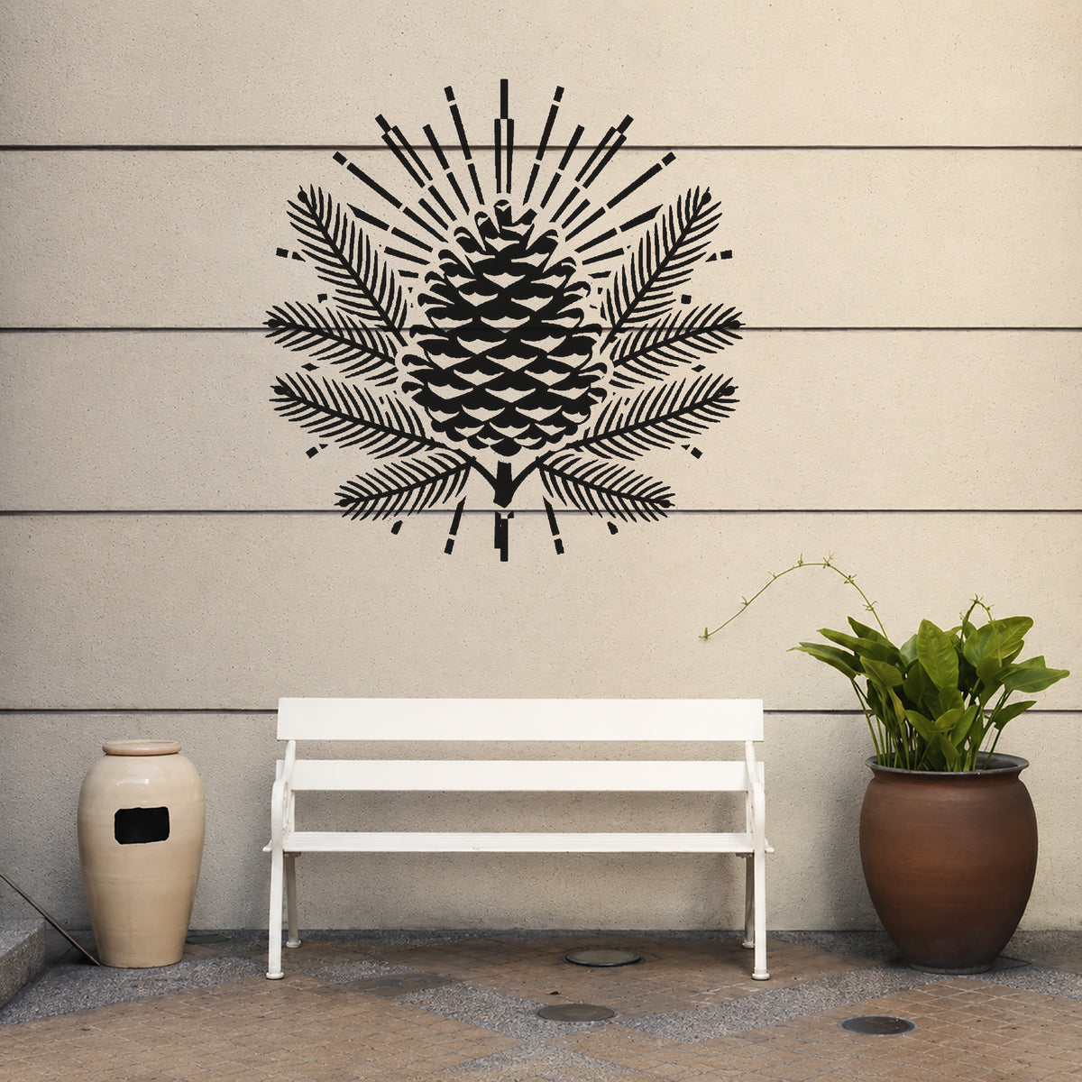 Pine Cone and Evergreen Branches Reusable Mylar Stencil for Art and DIY Crafts Template
