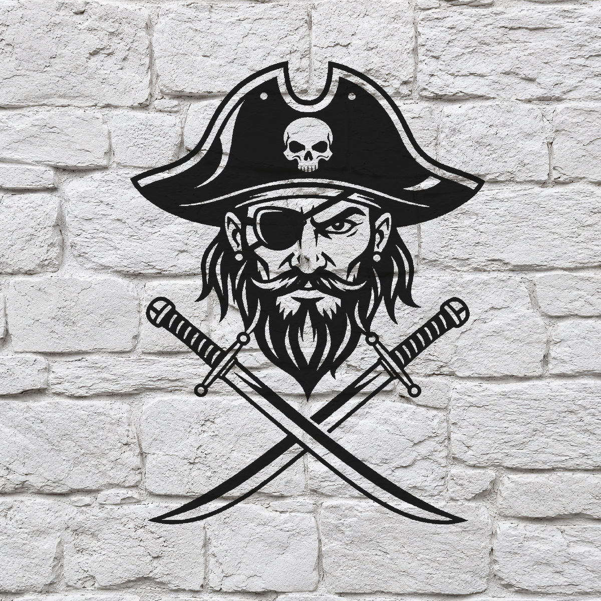 Pirate Captain Stencil with Hat and Crossed Cutlasses for DIY Crafts and Home Decor Template